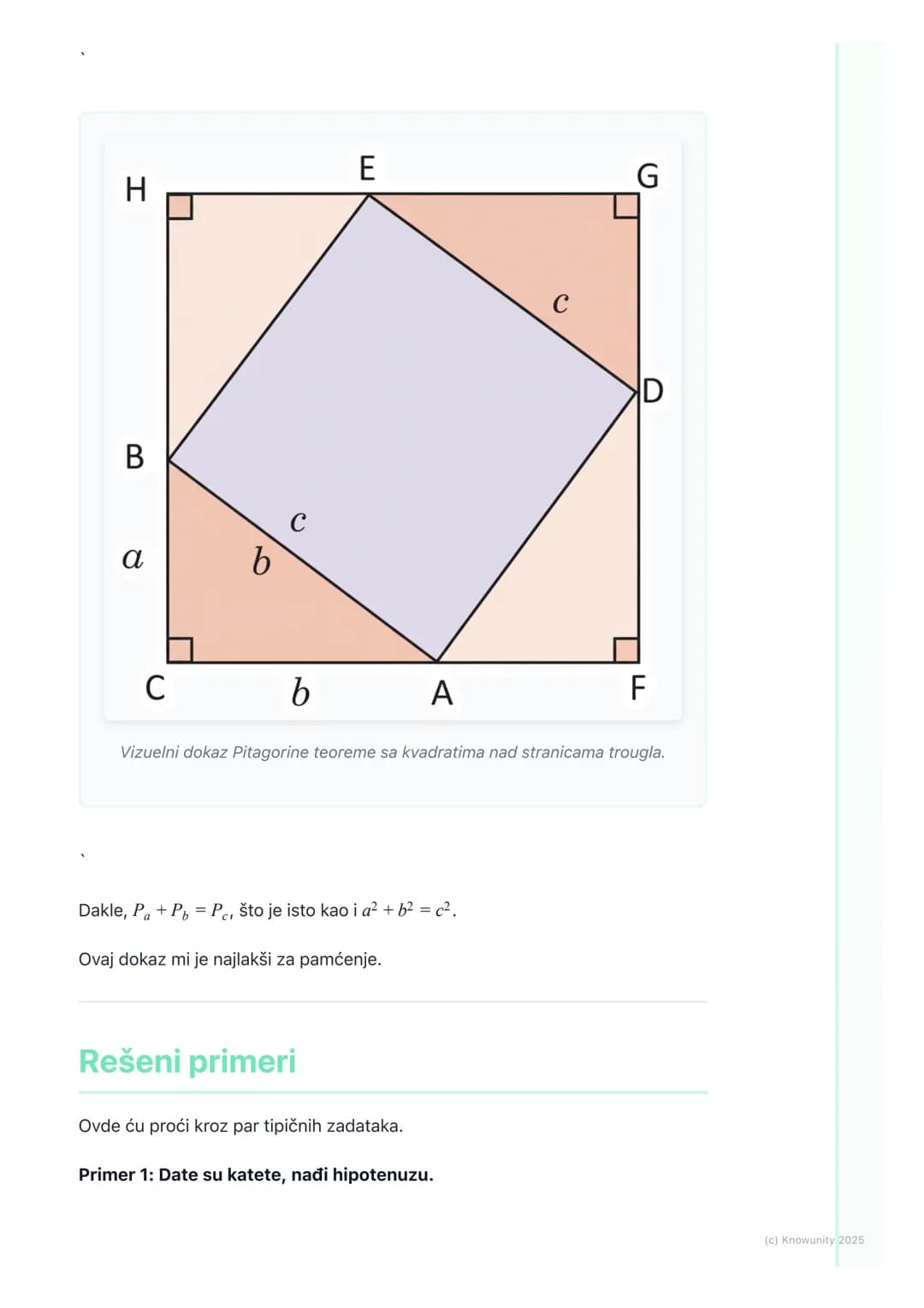 # Pojam i dokaz Pitagorine
teoreme

## Osnovni pojam Pitagorine teoreme

Pitagorina teorema je jedna od najvažnijih teorema u matematici. Po