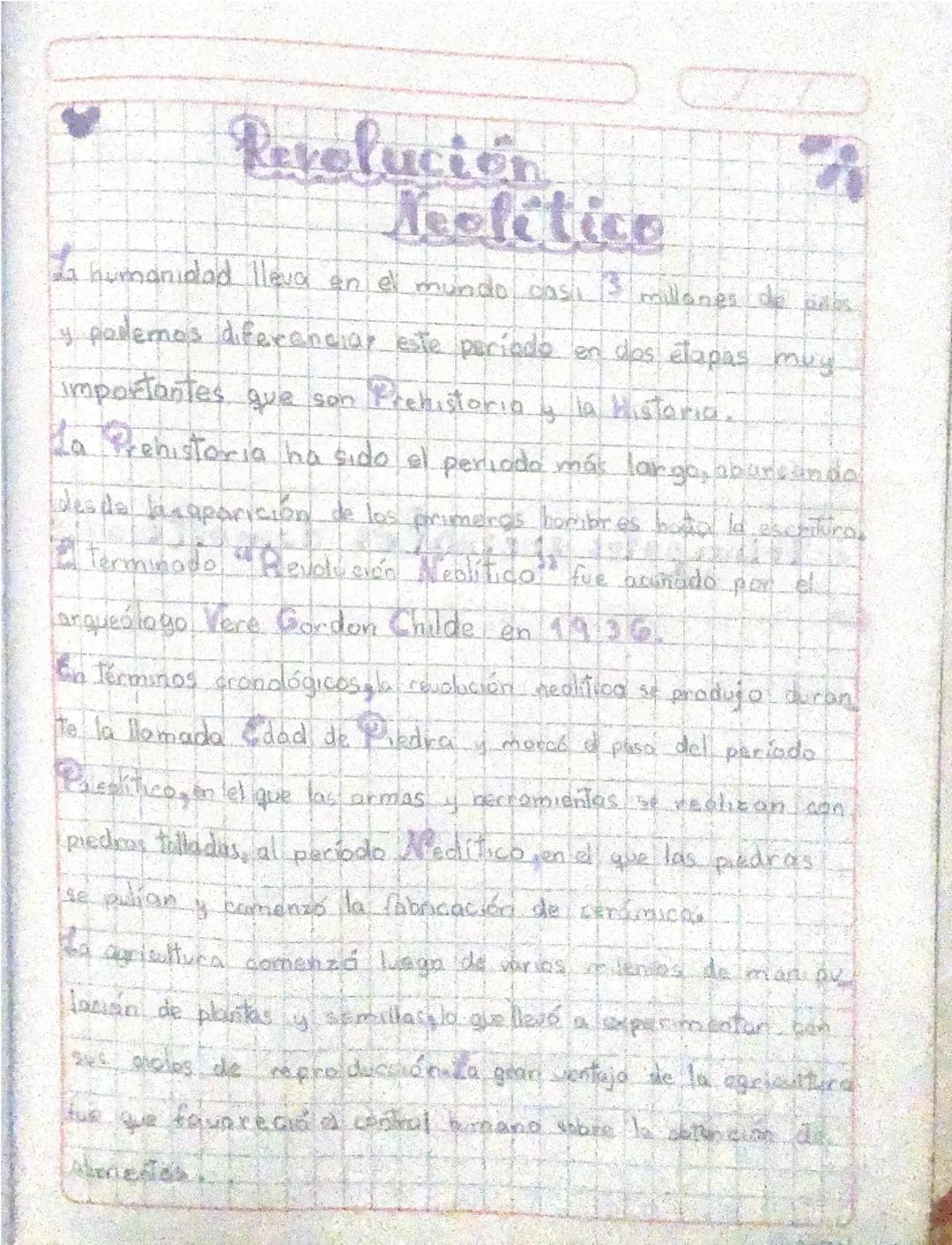 Revolución
Neolítica
La humanidad lleva en el mundo casi 3 millones de años
y podemos diferenciar este período en dos etapas muy
importantes