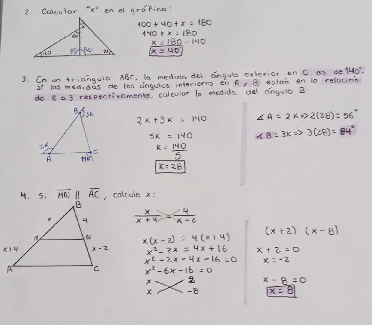 triángulos, propiedades, etc
A
b
Suma de ángulos internos ->α°+B+0 = 180°
Suma de ángulos externos->x°" + 1° +2° = 360°
a
PROPORCIONALIDAD Y