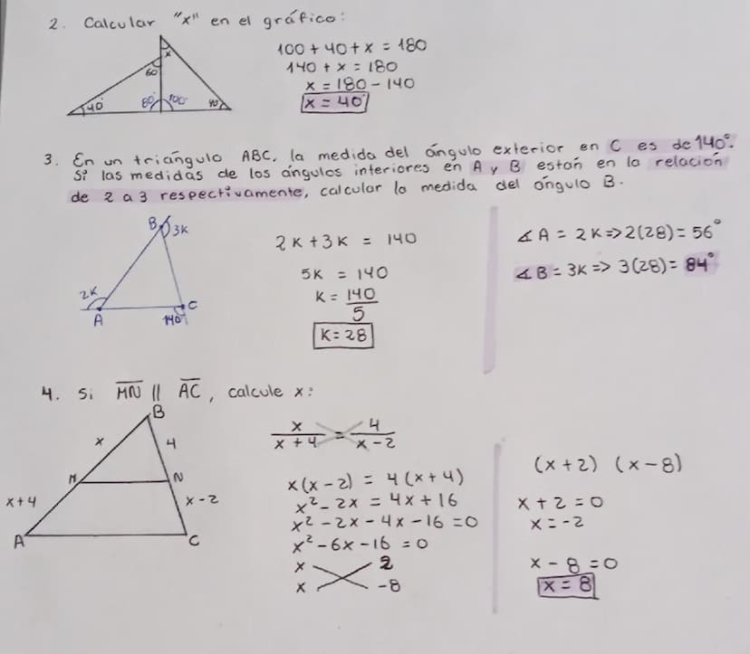 triángulos, propiedades, etc
A
b
Suma de ángulos internos ->α°+B+0 = 180°
Suma de ángulos externos->x°" + 1° +2° = 360°
a
PROPORCIONALIDAD Y