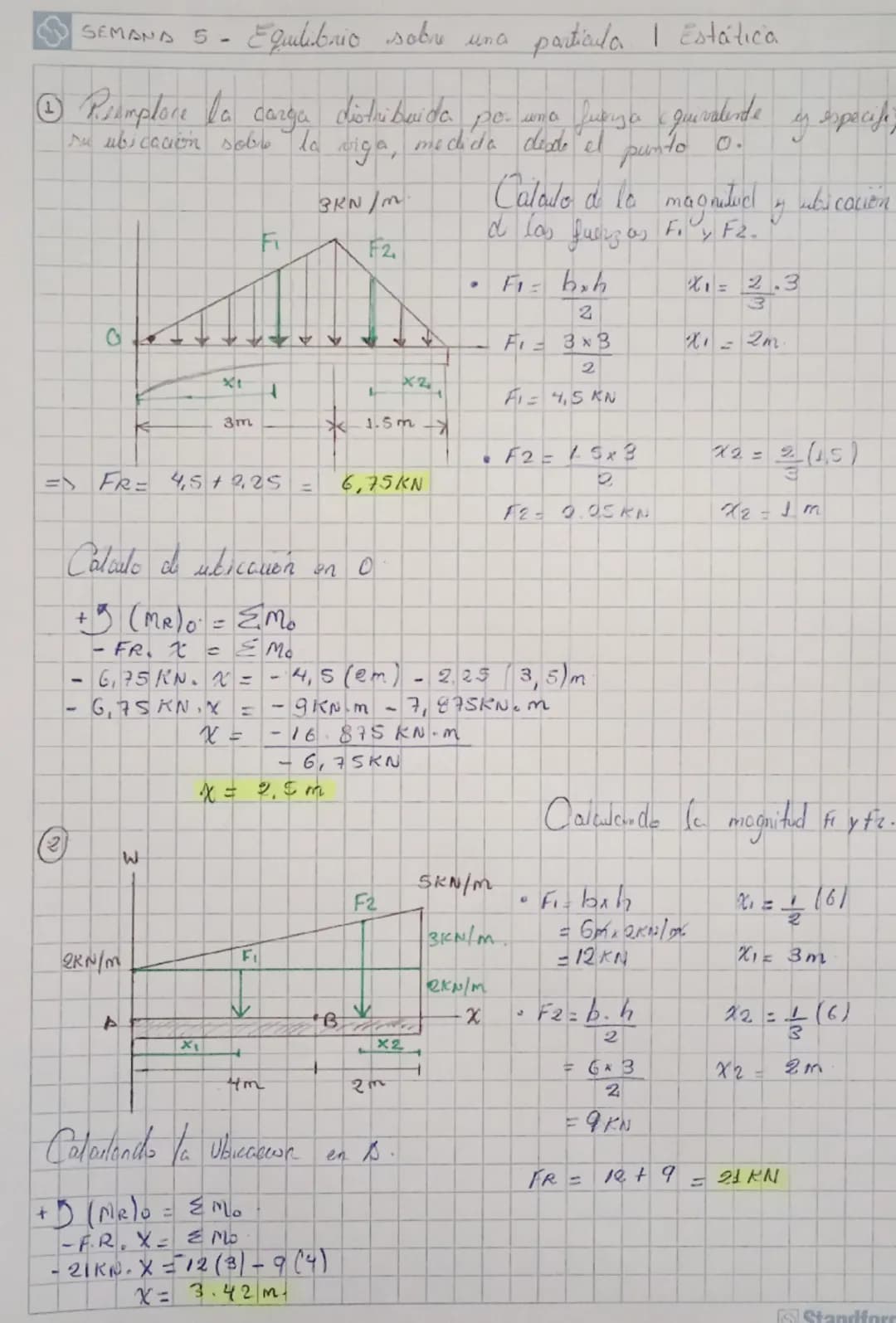 SEMANA 5-
Equilibrio sobre una
particula | Estática
+ Reimplore la carga distribuido por una fuerza quivalente
su ubicación sobre la
0
ˇˇˋ
K