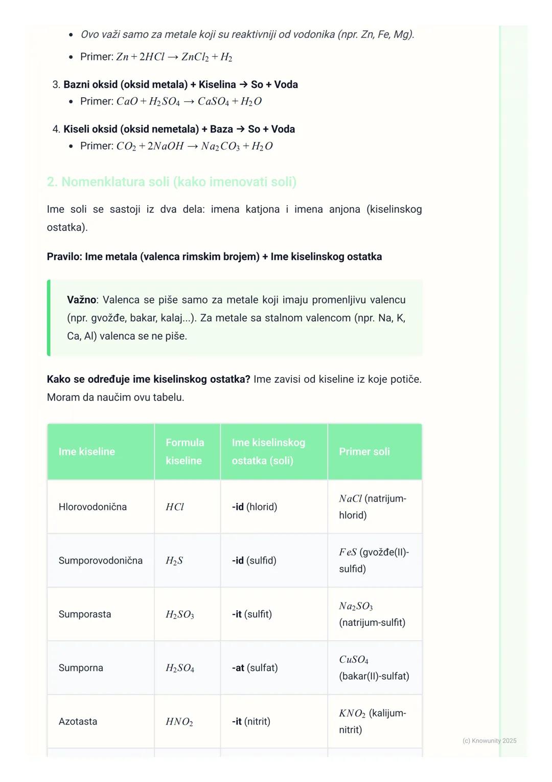 # Soli

Šta su soli? Uvod

Soli su jonska jedinjenja koja nastaju u reakciji neutralizacije između kiseline i
baze. Sastoje se od katjona me