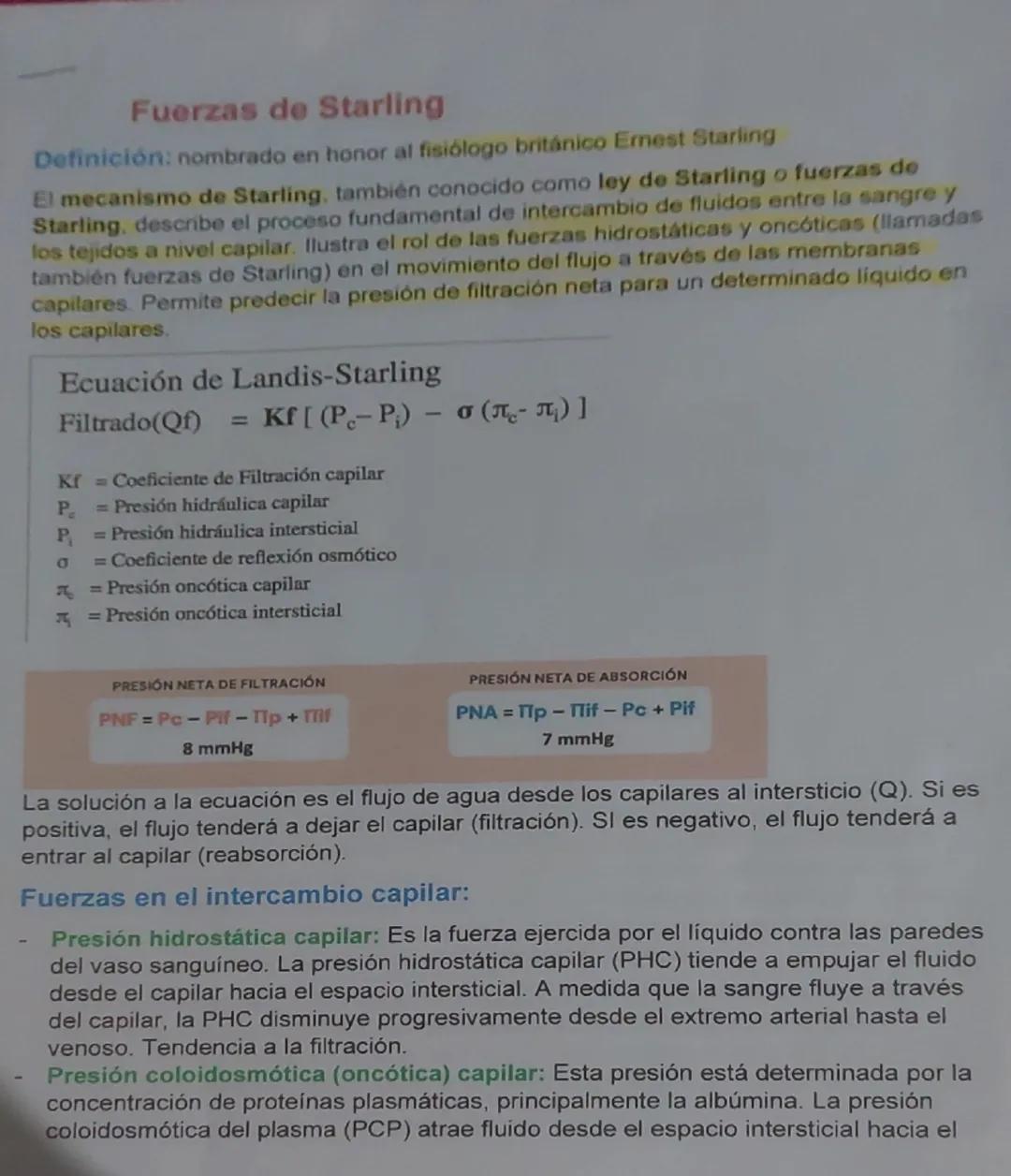 Entiende las Fuerzas de Starling en el Intercambio Capilar