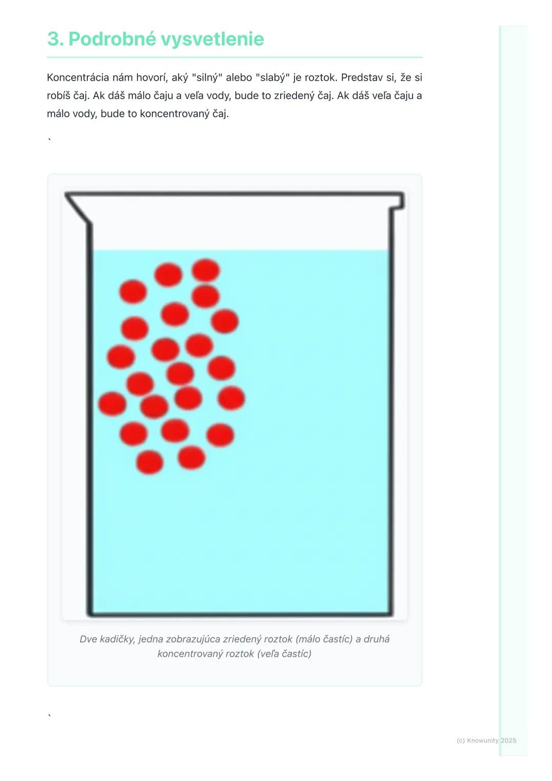 # Koncentrácia roztokov
(základy)

1. Prehľad / Úvod

Dnes si zopakujeme, čo je to koncentrácia roztokov. Je to dôležitá téma, lebo
nám pomá