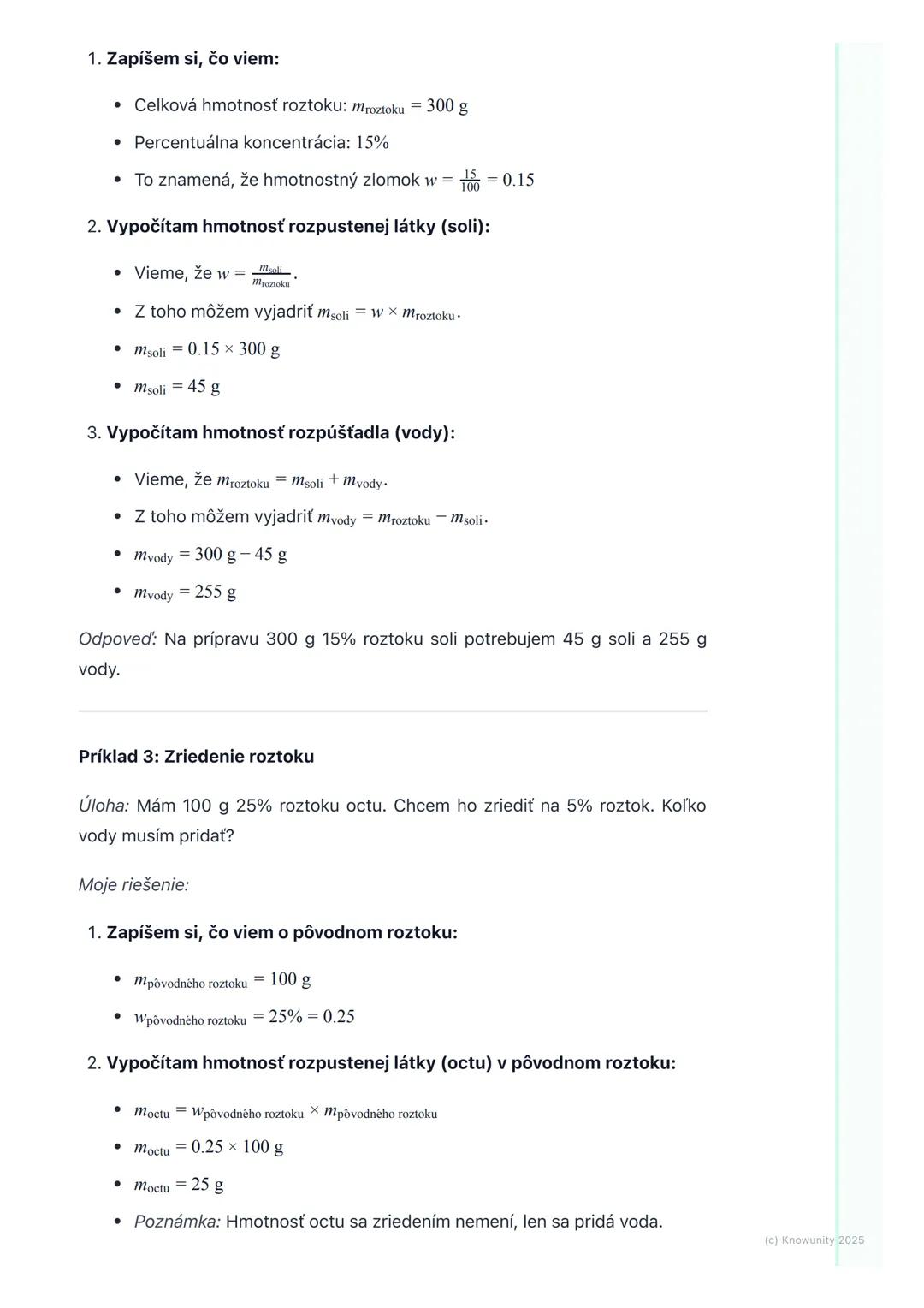 # Koncentrácia roztokov
(základy)

1. Prehľad / Úvod

Dnes si zopakujeme, čo je to koncentrácia roztokov. Je to dôležitá téma, lebo
nám pomá