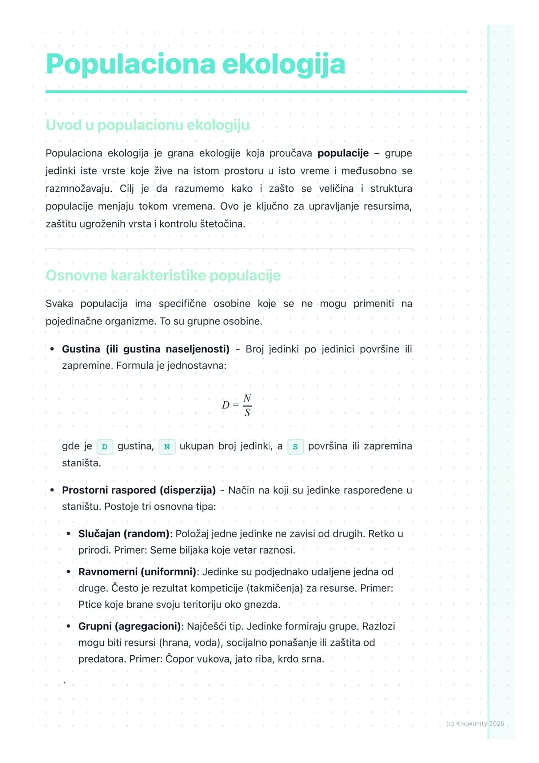 # Populaciona ekologija

Uvod u populacionu ekologiju

Populaciona ekologija je grana ekologije koja proučava populacije grupe
jedinki iste 