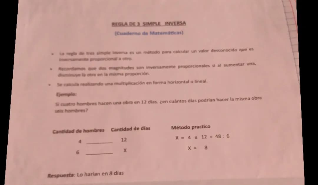 Regla de 3 simple inversa