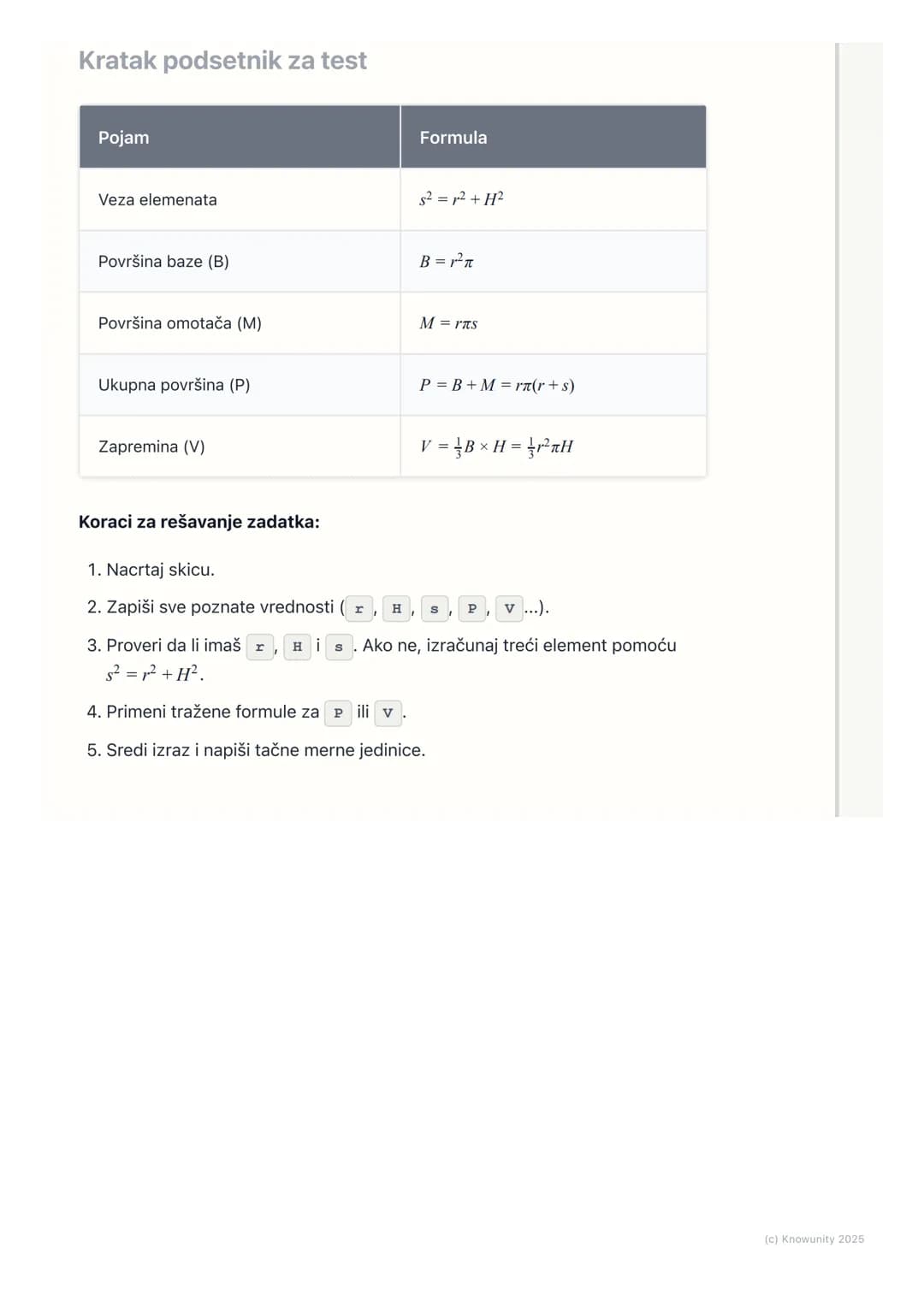 # Kupa

Uvod u kupu

Kupa je geometrijsko telo koje nastaje obrtanjem pravouglog trougla oko jedne
od njegovih kateta. Izgleda kao, na prime