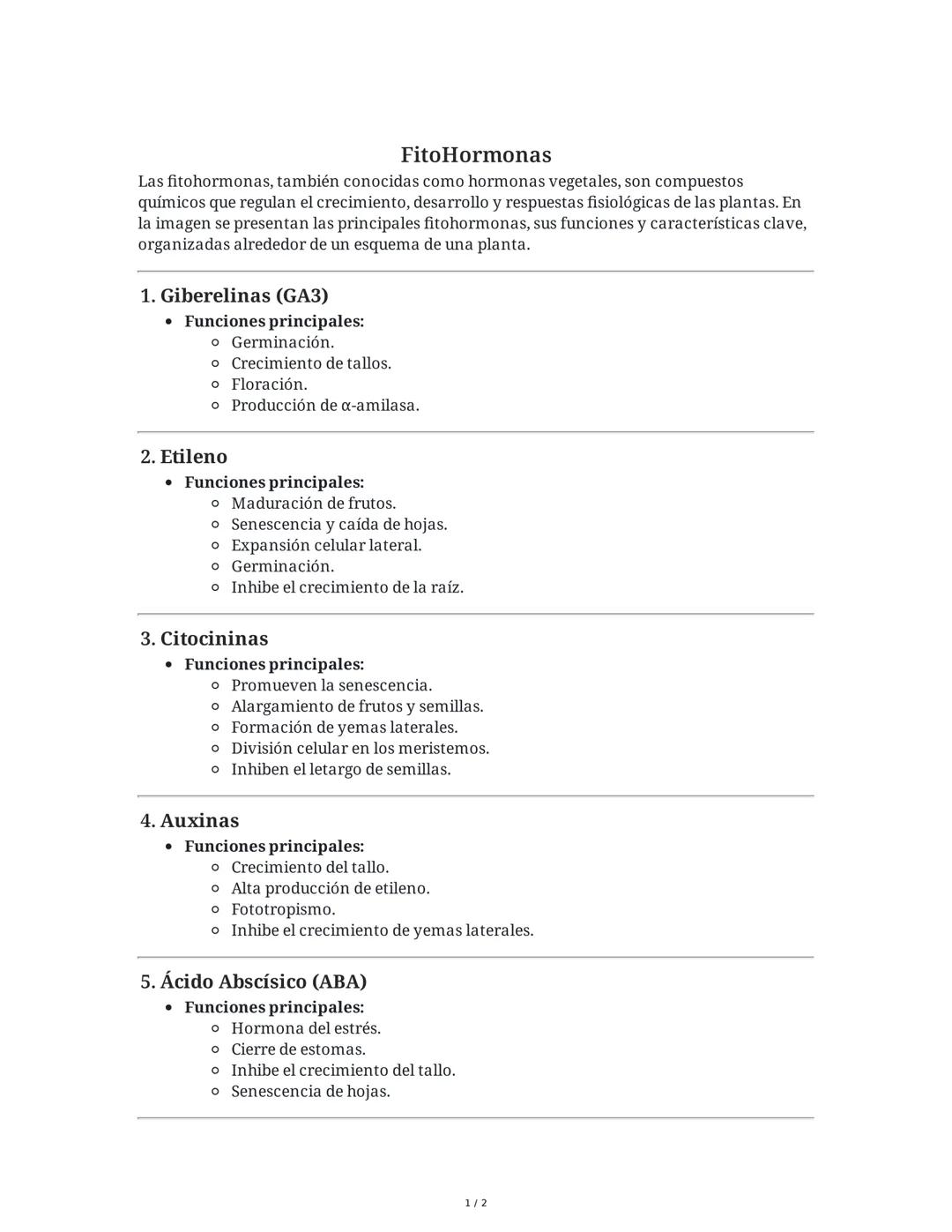 FitoHormonas
Las fitohormonas, también conocidas como hormonas vegetales, son compuestos
químicos que regulan el crecimiento, desarrollo y r