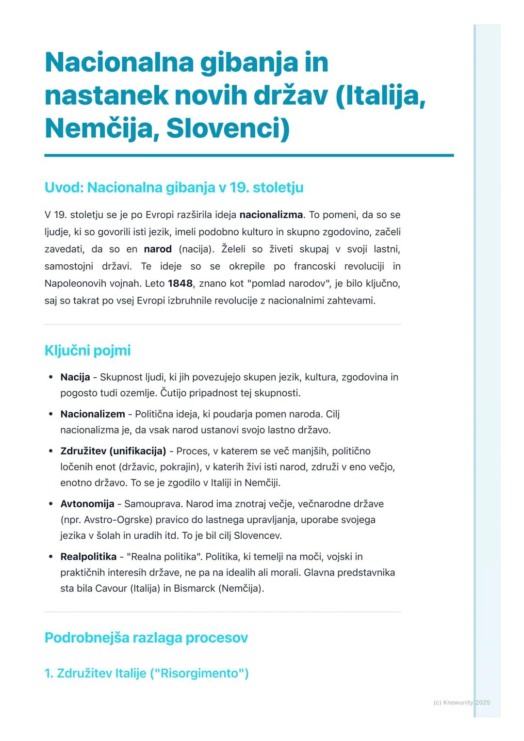 # Nacionalna gibanja in
nastanek novih držav (Italija,
Nemčija, Slovenci)

Uvod: Nacionalna gibanja v 19. stoletju

V 19. stoletju se je po 