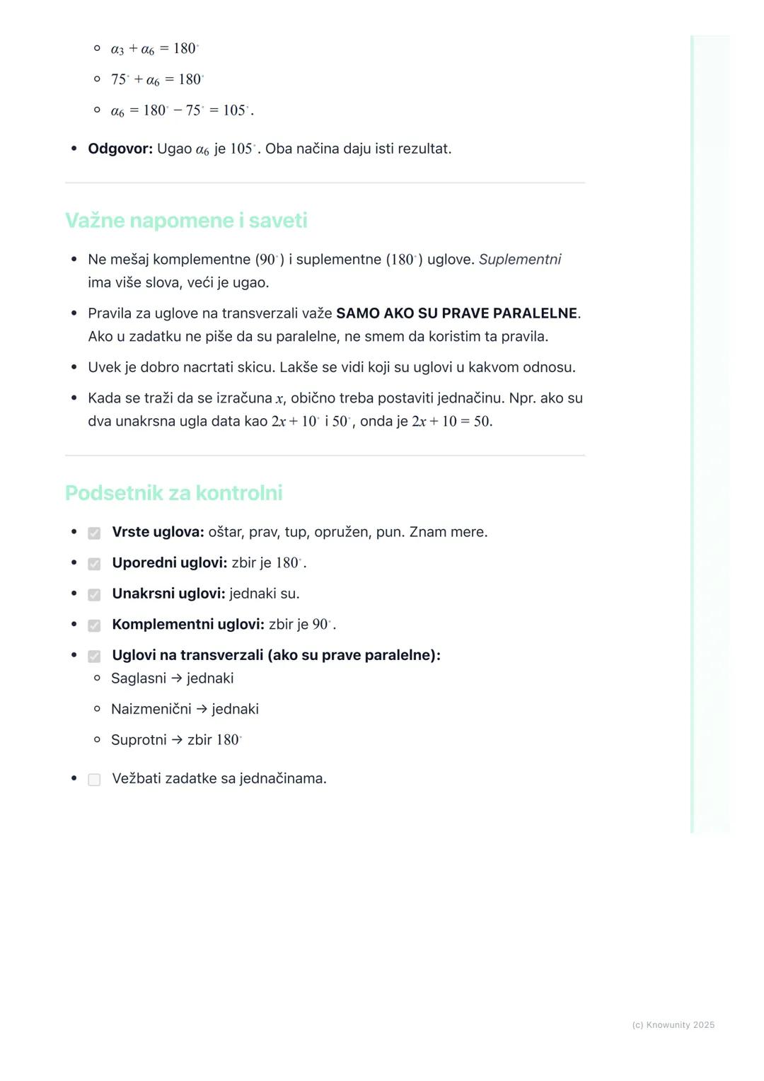 # Ugao

Uvod u uglove

Ugao je deo ravni ograničen sa dve poluprave koje imaju zajedničku početnu
tačku. Te poluprave se zovu kraci ugla, a 