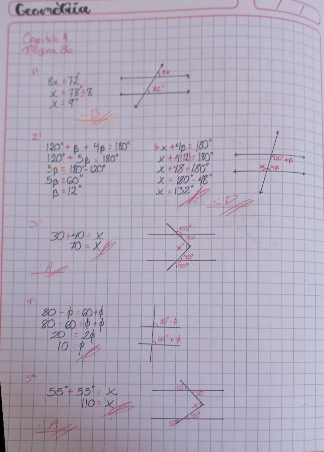 Ángulos entre 2 rectas paralelas y 1 secante