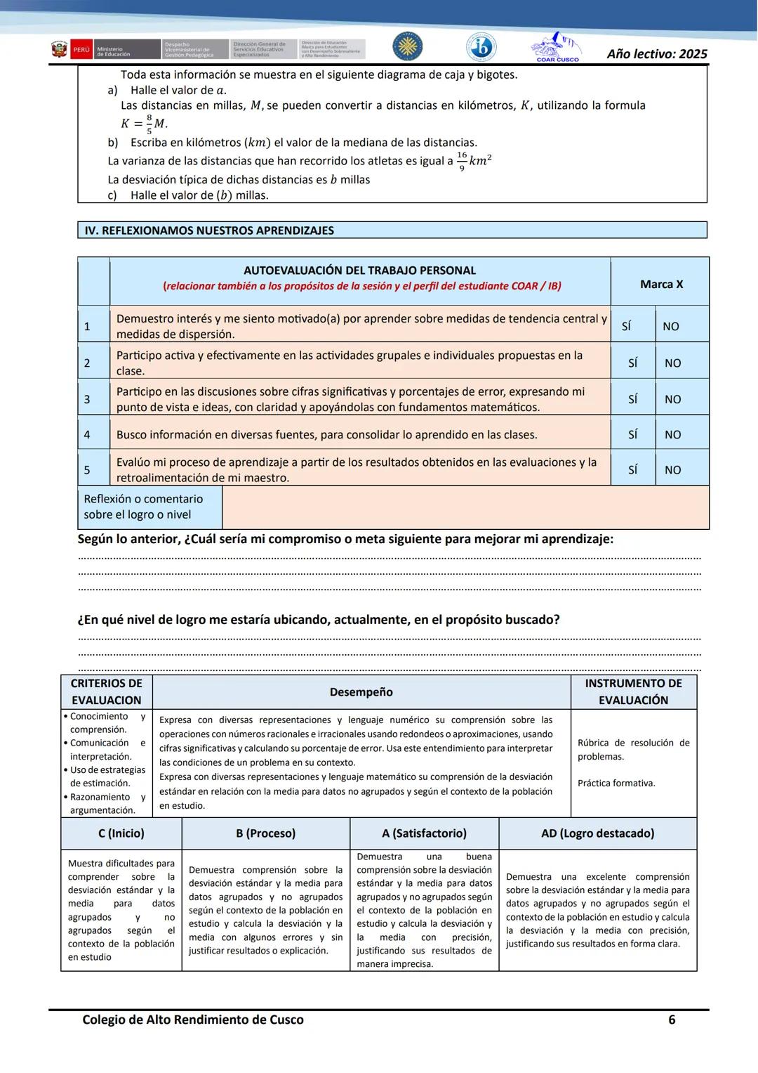 # DISEÑO METODOLÓGICO PARA EL APRENDIZAJE N°12

Año lectivo: 2025

Título: "Interpretamos las medidas de dispersión para la toma de decision