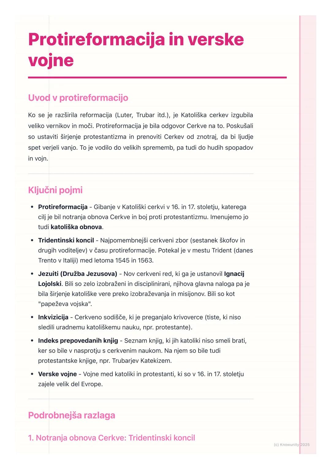 # Protireformacija in verske
vojne

Uvod v protireformacijo

Ko se je razširila reformacija (Luter, Trubar itd.), je Katoliška cerkev izgubi