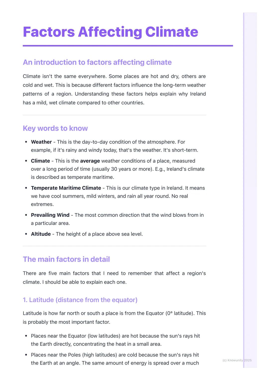 # Factors Affecting Climate

An introduction to factors affecting climate

Climate isn't the same everywhere. Some places are hot and dry, o