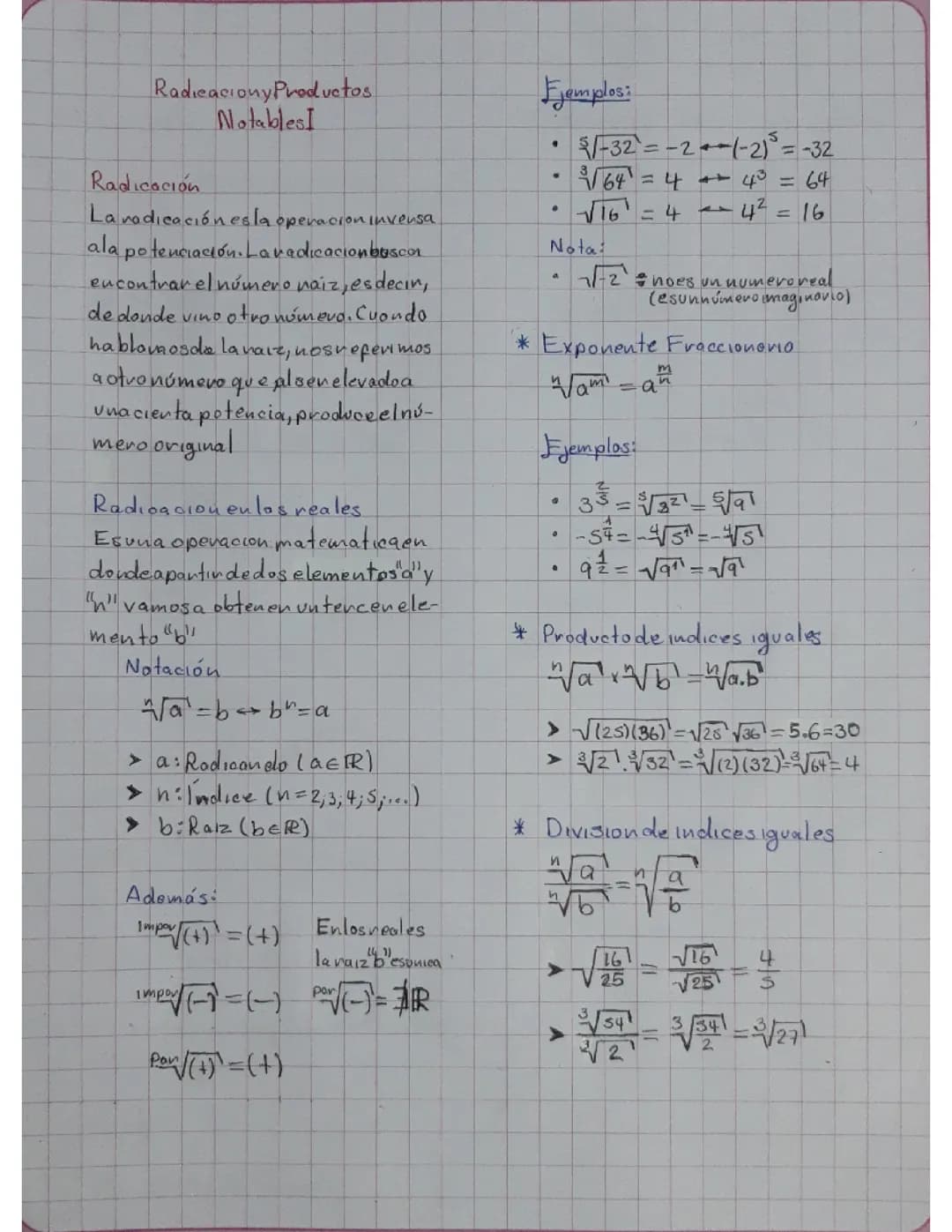Radicación y Productos Notables	I