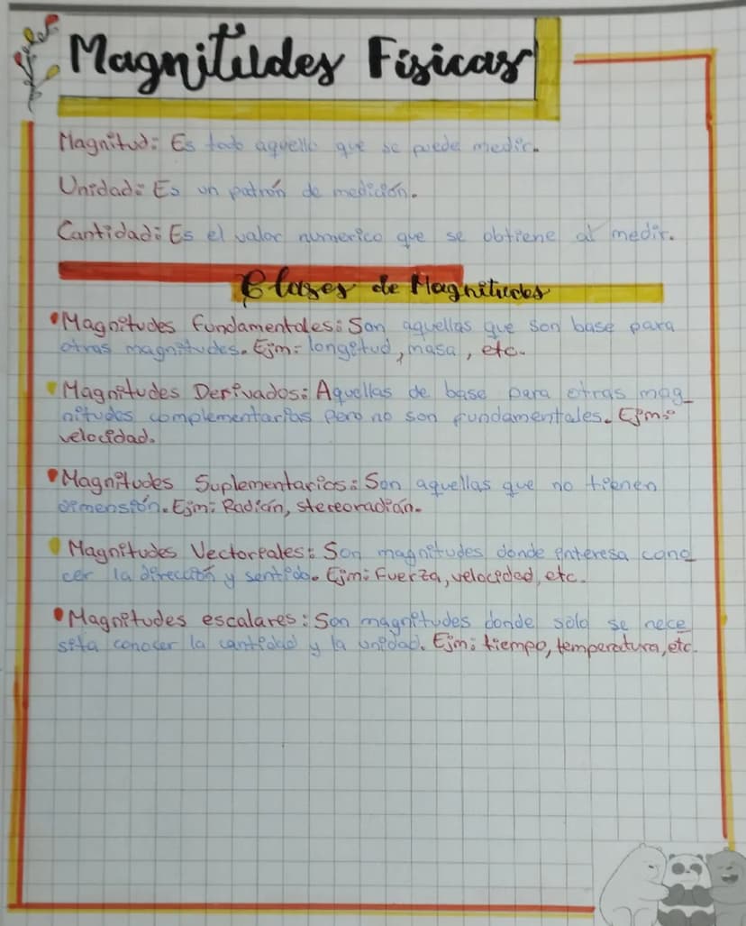 Magnitudes Fisicas
Magnitud: Es todo aquello que se puede medic.
Unidade Es un patron de medición.
Cantidadi Es el valor numerico que se obt