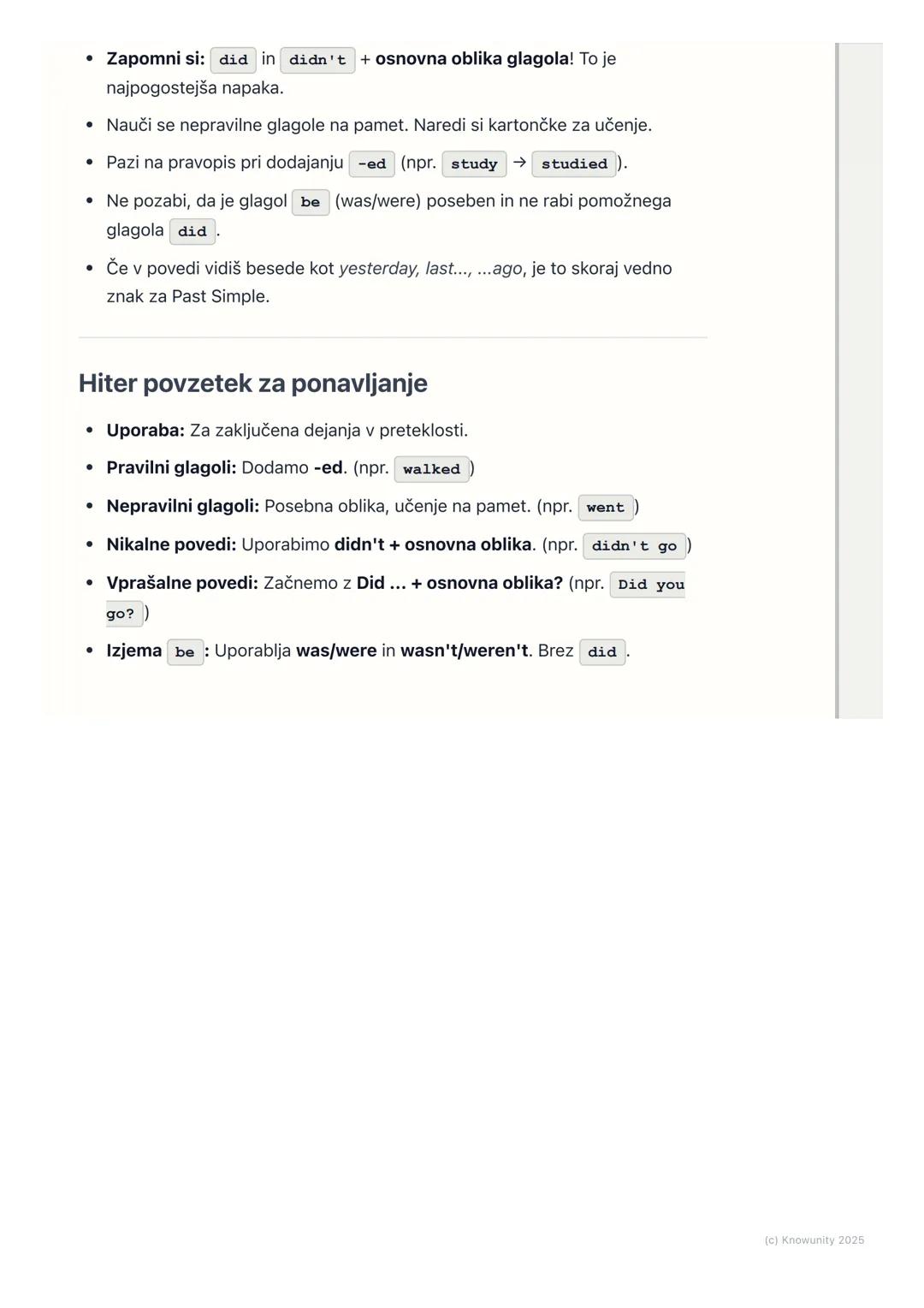 # Pretekli čas (Past Simple)

Pretekli čas: Past Simple

To je čas, ki ga uporabljamo za dejanja, ki so se začela in končala v
preteklosti. 