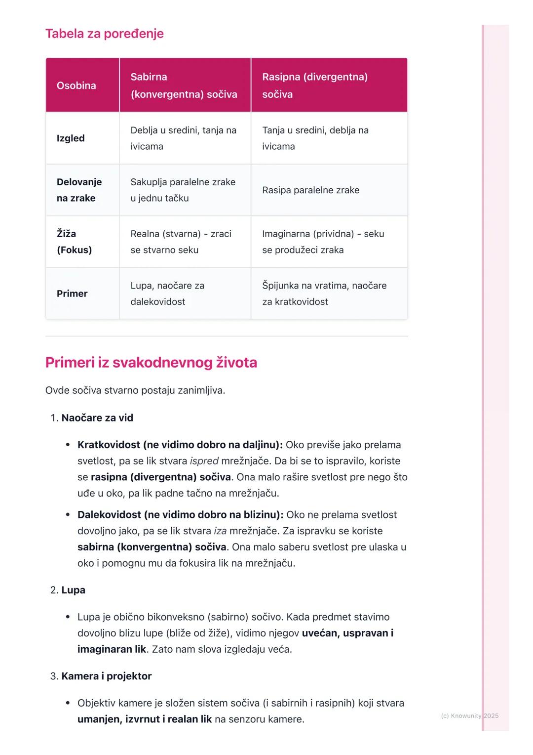 # Sočiva (konvergentna i
divergentna, kvalitativno)

Uvod u sočiva

Sočiva su providna tela, najčešće napravljena od stakla ili plastike, ko