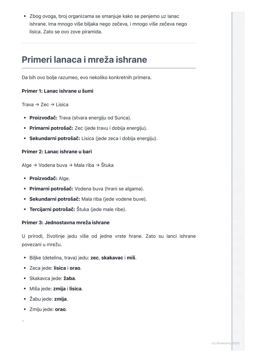 # Lanac i mreža ishrane

Uvod u lance i mreže ishrane

Sva živa bića trebaju energiju da bi preživela. Biljke dobijaju energiju od Sunca,
a 