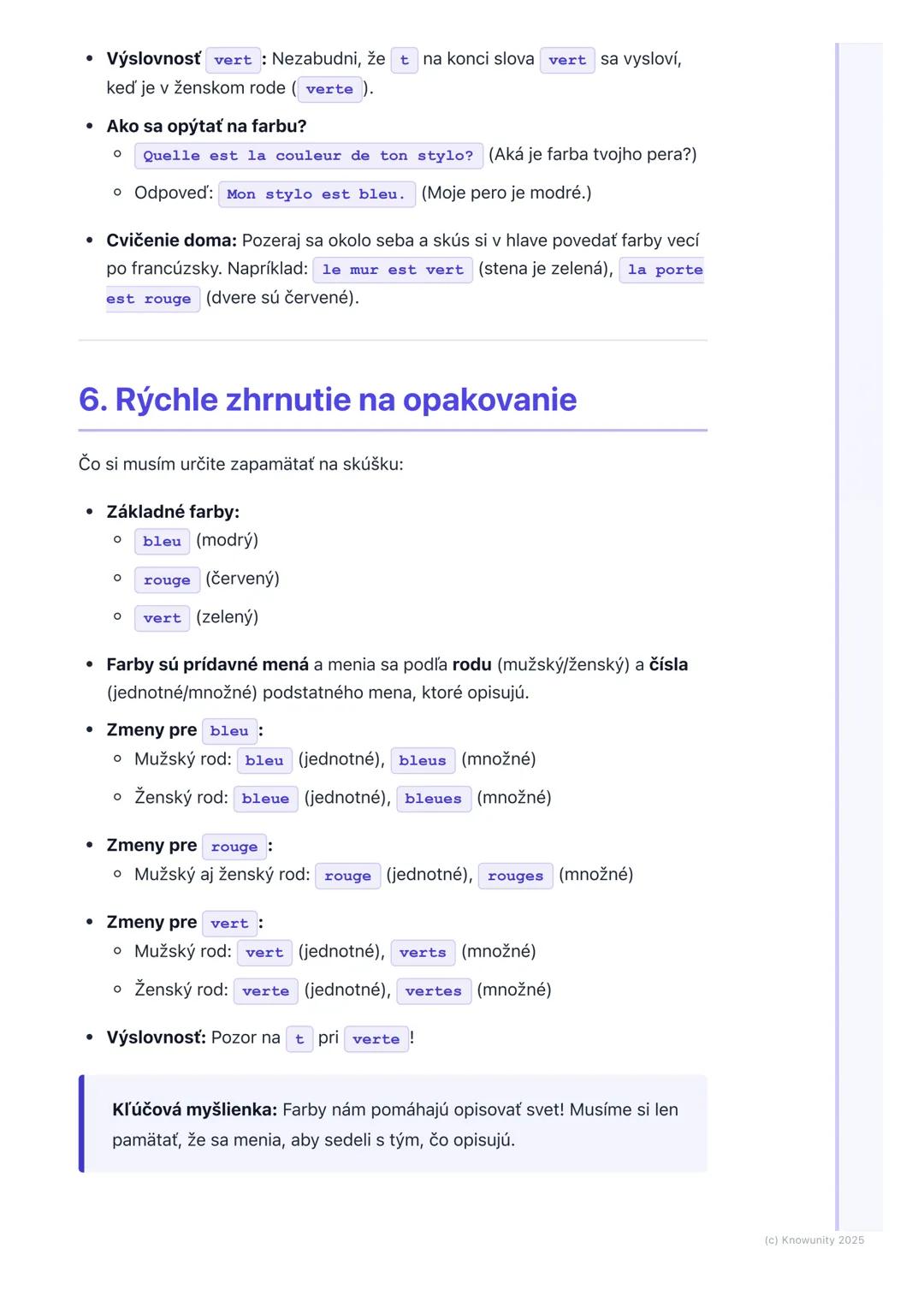 # Farby

## 1. Prehľad a úvod

Ahojte! Dnes si zopakujeme a naučíme sa niečo nové o farbách vo
francúzštine. Je to super dôležité, lebo farb