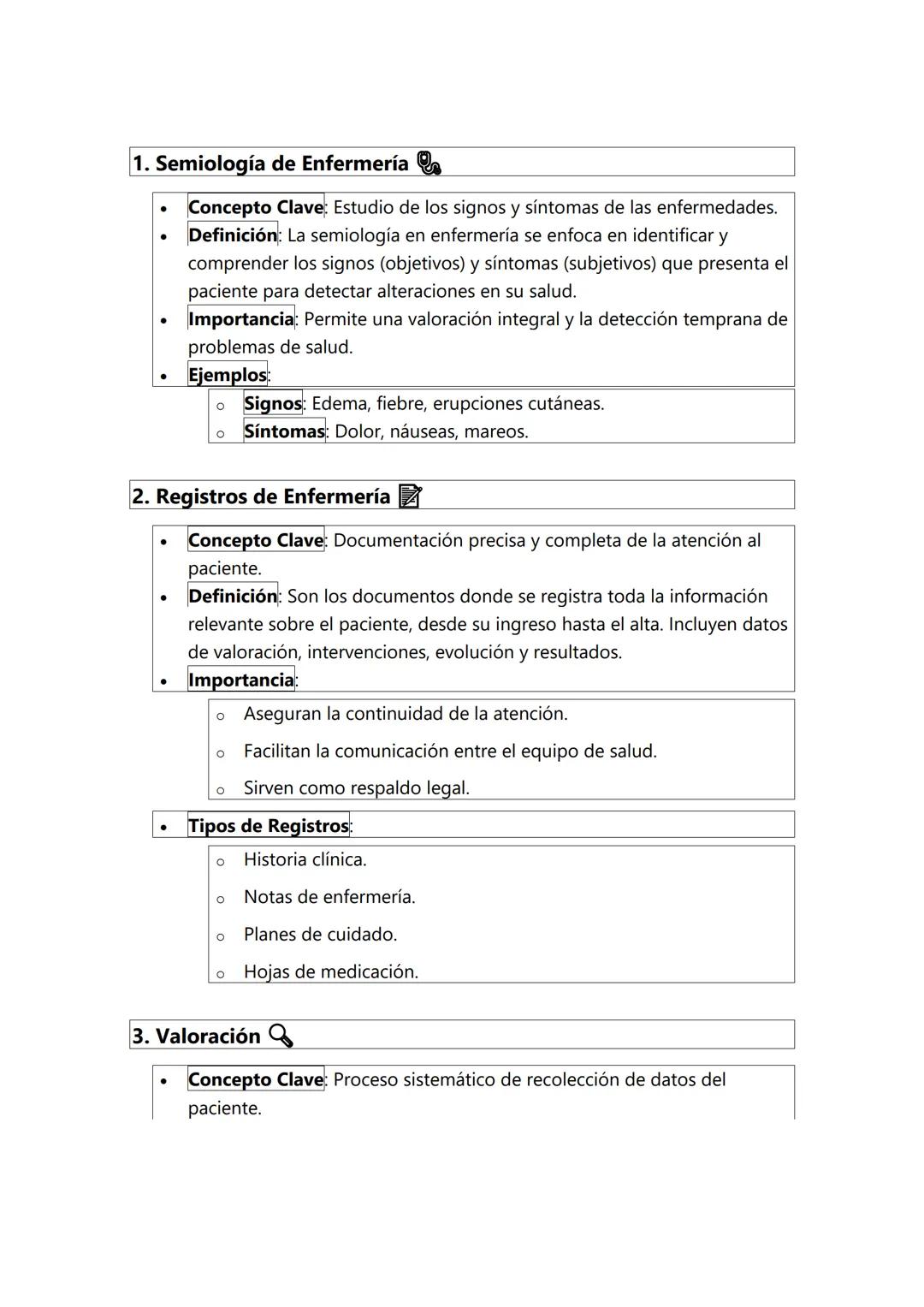 1. Semiología de Enfermería
- Concepto Clave: Estudio de los signos y síntomas de las enfermedades.
- Definición: La semiología en enfermerí