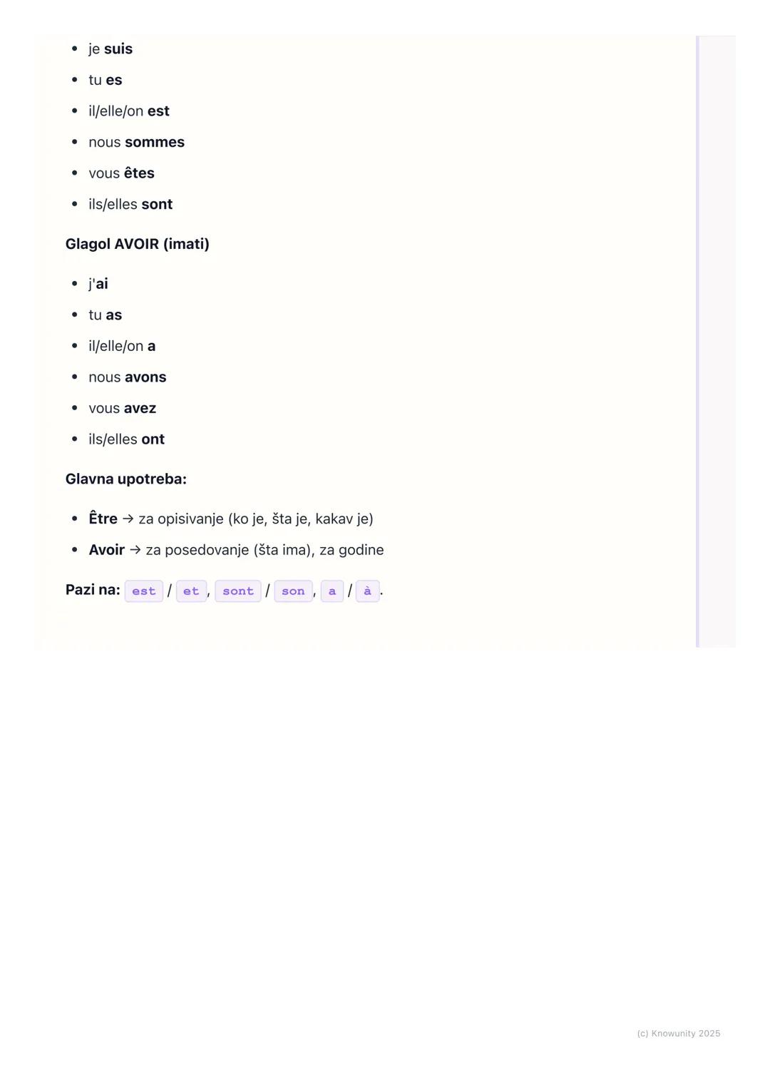 # Glagoli 'être' i 'avoir' u
prezentu

Uvod u glagole être i avoir

Glagoli être (biti) i avoir (imati) su najvažniji glagoli u francuskom j
