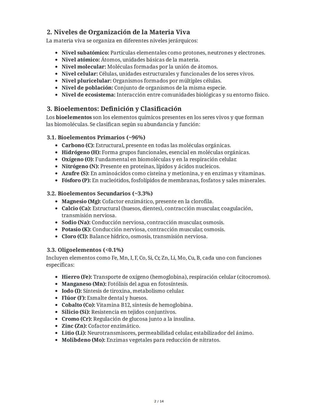 Biología General: Bioelementos y Biomoléculas Inorgánicas
1. Introducción a la Biología General y los Componentes de los Seres
Vivos
La biol