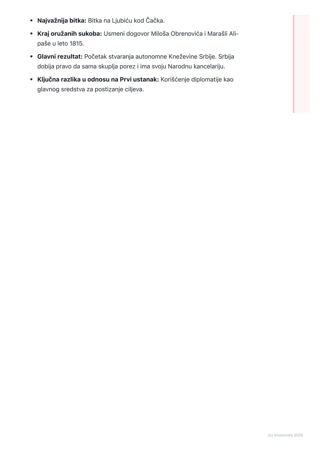 # Drugi srpski ustanak

## Uvod i uzroci ustanka

Posle sloma Prvog srpskog ustanka 1813. godine, stanje u Srbiji je bilo jako
teško. Turci 