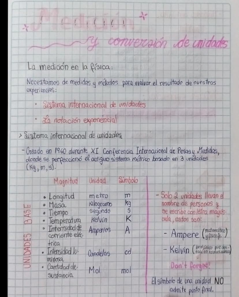 *
Medición
y conversión de unidades
La medición en la física:
Necestamos de medidas y métodos para evaluar el resultado de nuestras
experien