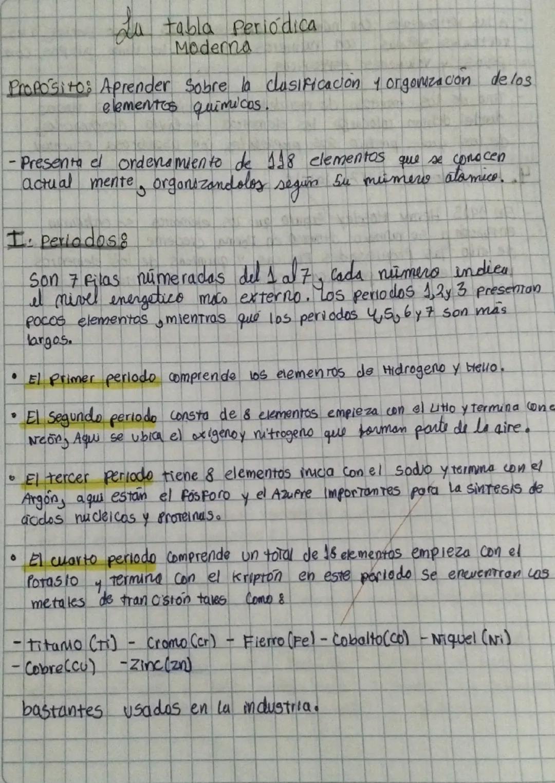 ## du tabla Periódica
Moderna

Proposito: Aprender Sobre la clasificación y organización de los
elementos químicos.

- Presenta el ordenamie
