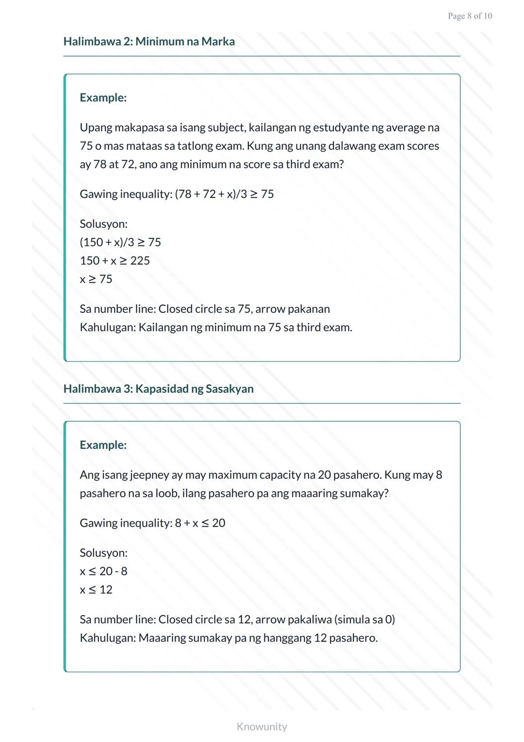Mga Linear Equation at Inequality: Paglalarawan gamit sa Number Line
Pag-aaral ng mga linear inequality at paggamit ng number
line
Mga Layun
