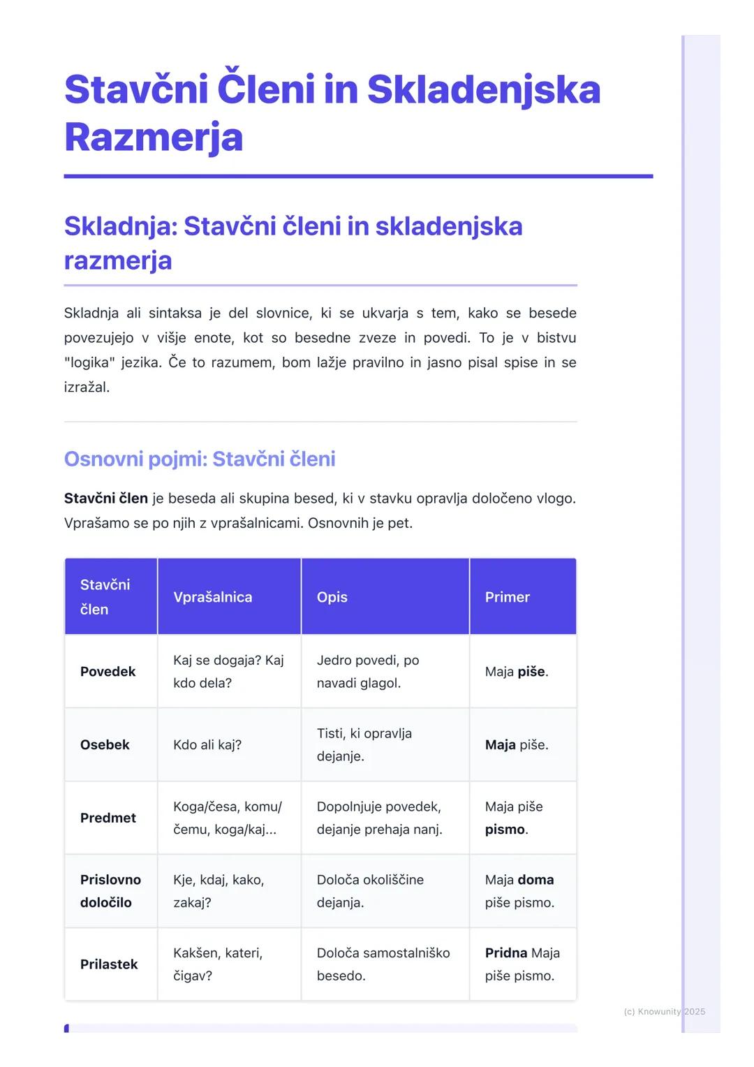 # Stavčni Členi in Skladenjska
Razmerja

Skladnja: Stavčni členi in skladenjska
razmerja

Skladnja ali sintaksa je del slovnice, ki se ukvar