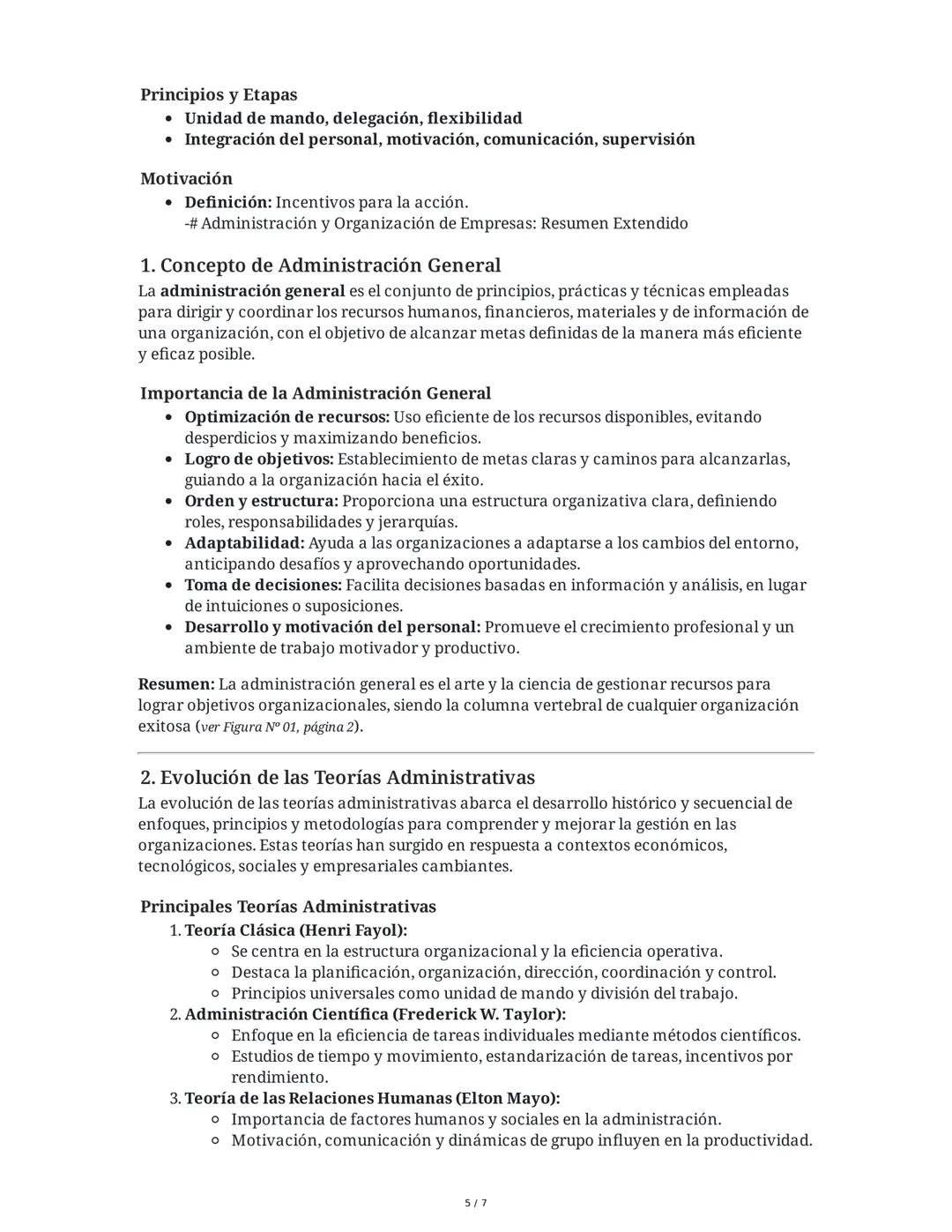 Administración y Organización de Empresas: Resumen Integral
1. Concepto e Importancia de la Administración General
La administración general