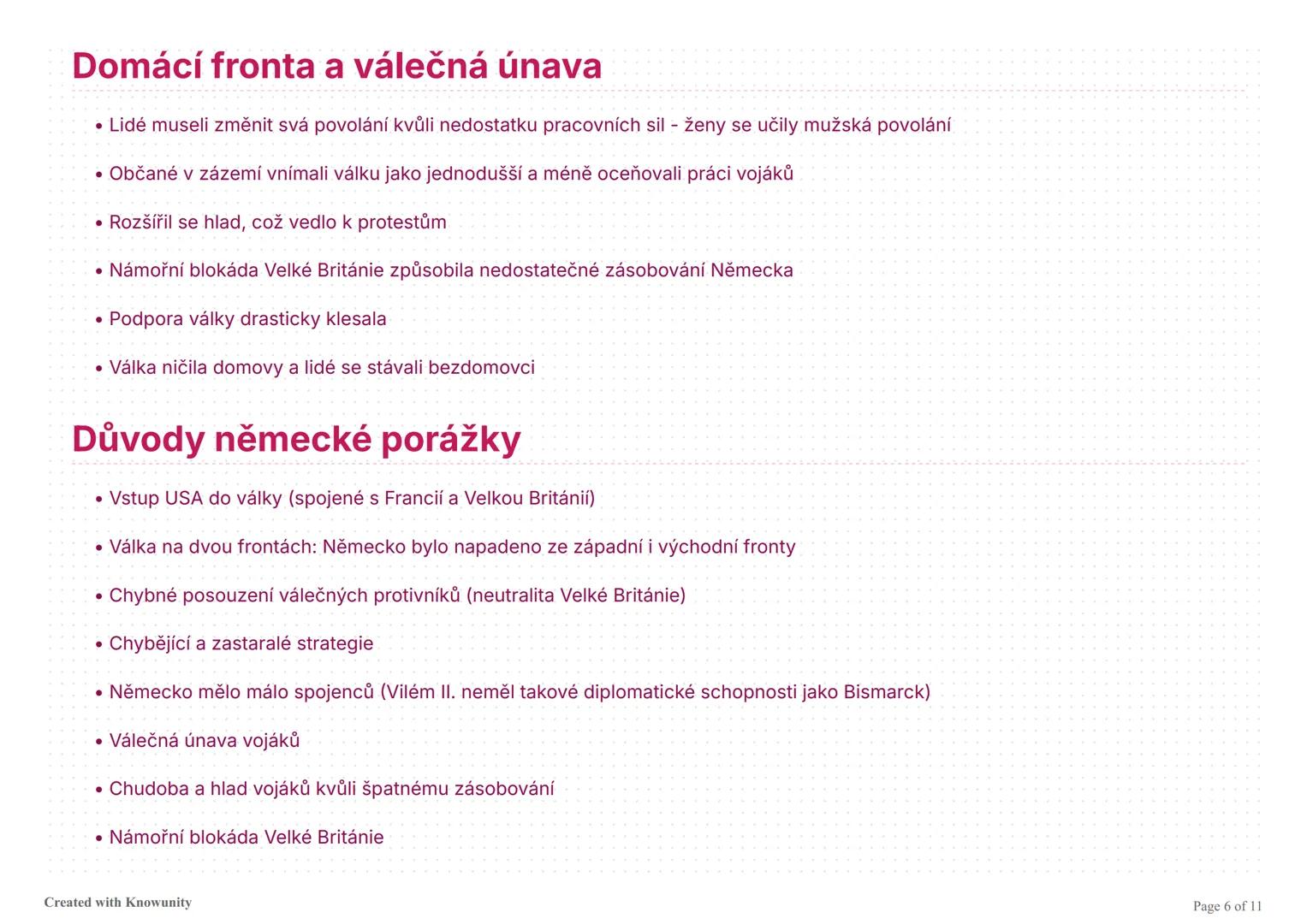 První světová válka: Shrnutí
Komplexní přehled první světové války zahrnující příčiny, průběh, technologie, domácí frontu a důsledky konflik