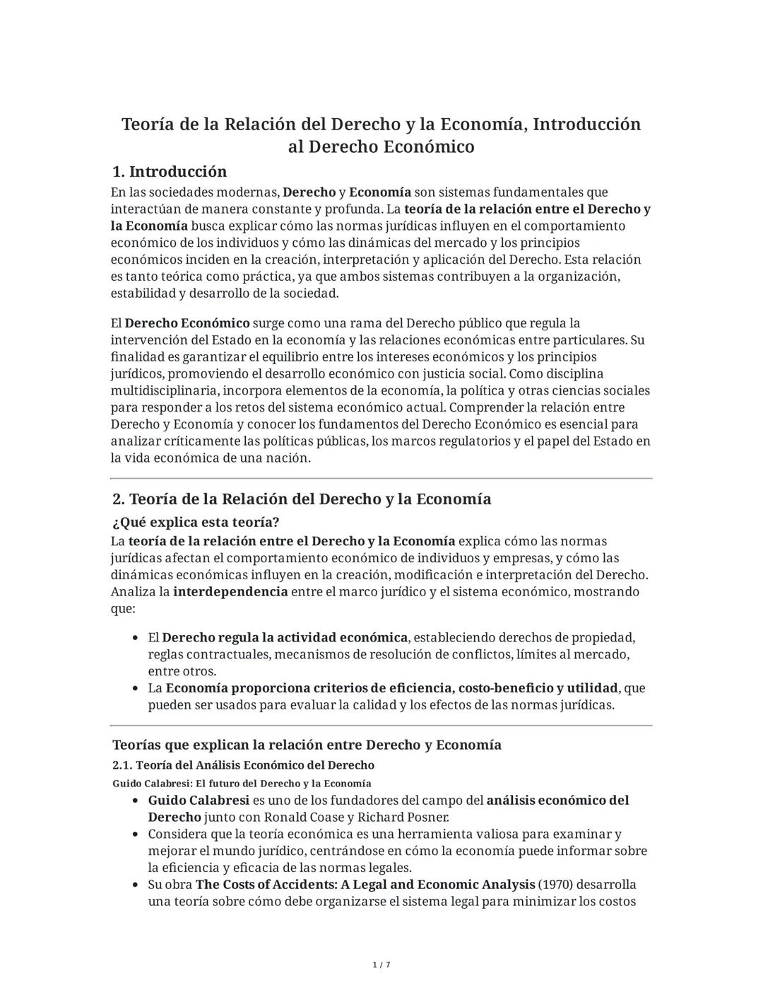 Teoría de la Relación del Derecho y la Economía, Introducción
al Derecho Económico
1. Introducción
En las sociedades modernas, Derecho y Eco