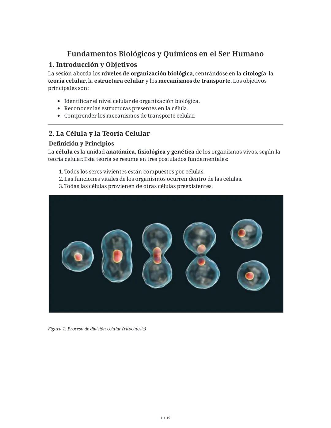 Fundamentos Biológicos y Químicos en el Ser Humano
1. Introducción y Objetivos
La sesión aborda los niveles de organización biológica, centr