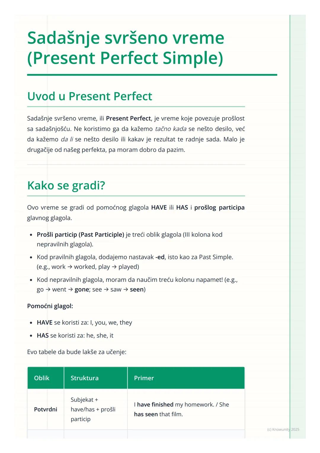 # Sadašnje svršeno vreme
(Present Perfect Simple)

Uvod u Present Perfect

Sadašnje svršeno vreme, ili Present Perfect, je vreme koje povezu