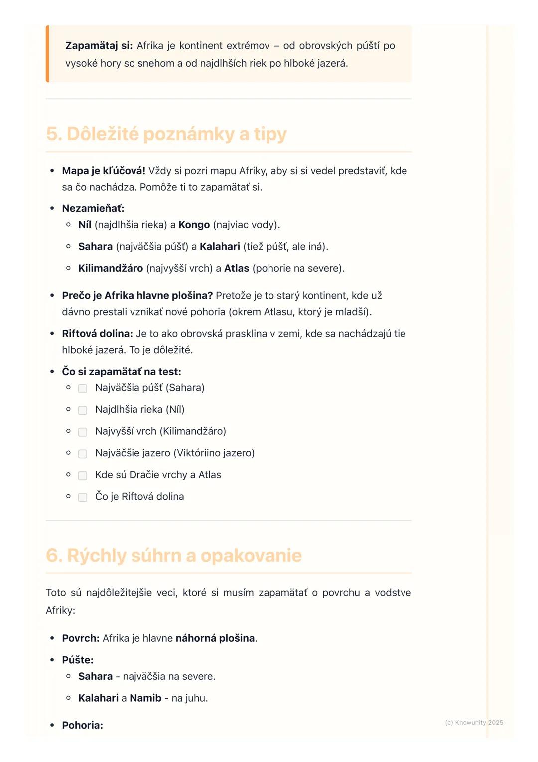 # Povrch a vodstvo Afriky

1.  Úvod do povrchu a vodstva Afriky

Afrika je obrovský kontinent a má veľmi rozmanitý povrch a veľa zaujímavých