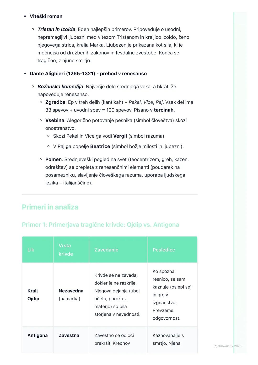 # Antika in srednji vek

Pregled obdobja

Antika in srednji vek sta temeljni obdobji za razumevanje razvoja evropske
književnosti in miselno
