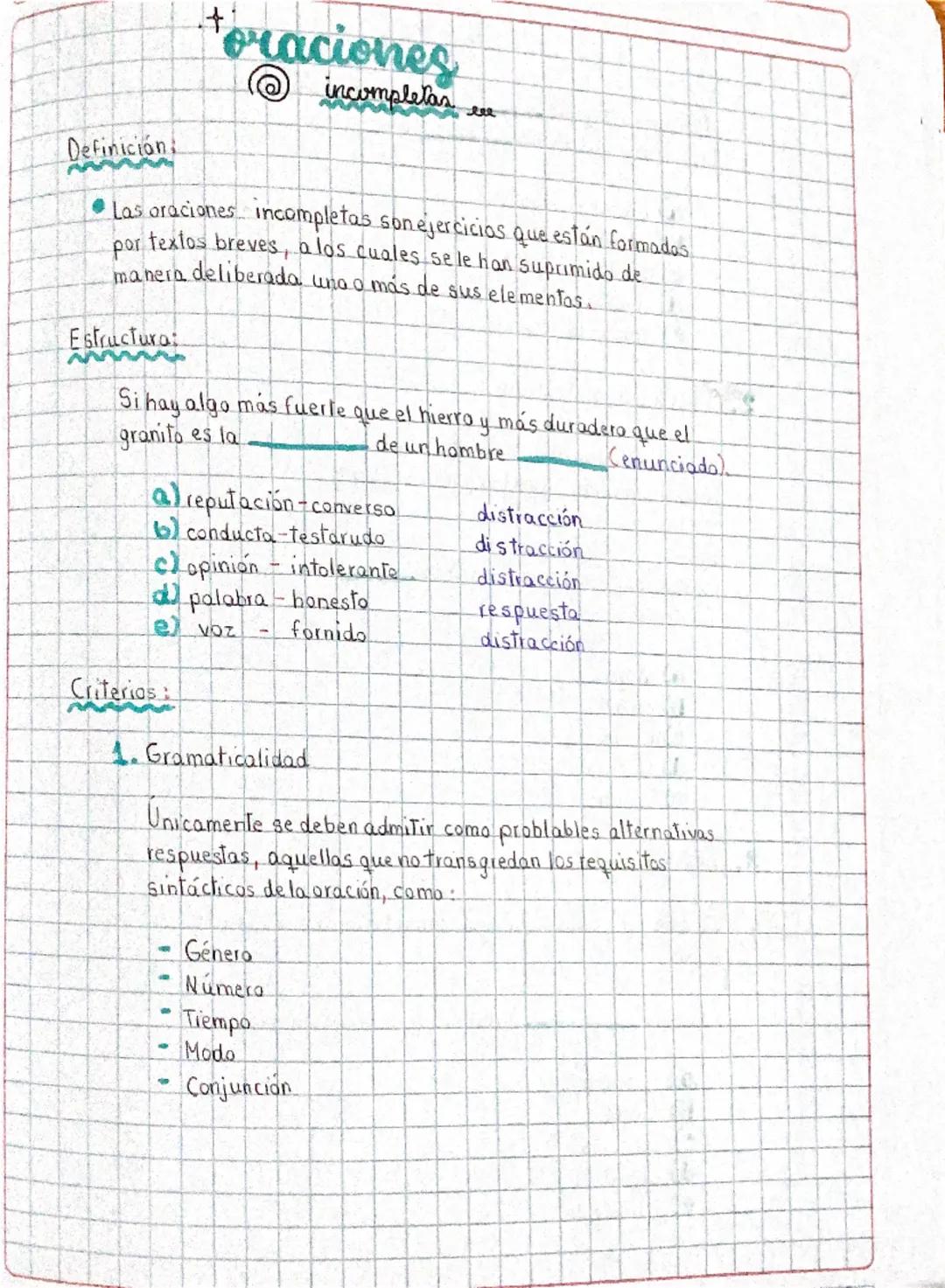 # oraciones
@incompletas

Definición:

- Las oraciones incompletas sonejercicios que están formados.
por textos breves, a los cuales se le h