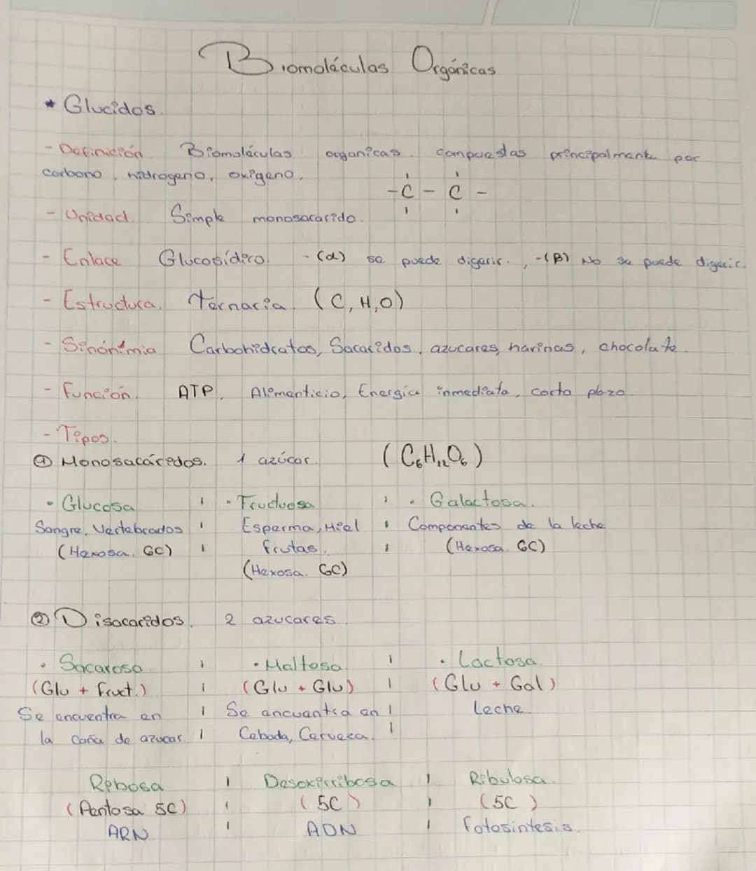 Biomoléculas Orgánicas
-
Glucidos.
Definición
Carbono
Biomoléculas organicas
hidrogeno, oxigeno..
-Unidad.
compuestas
principalmente por
C
'