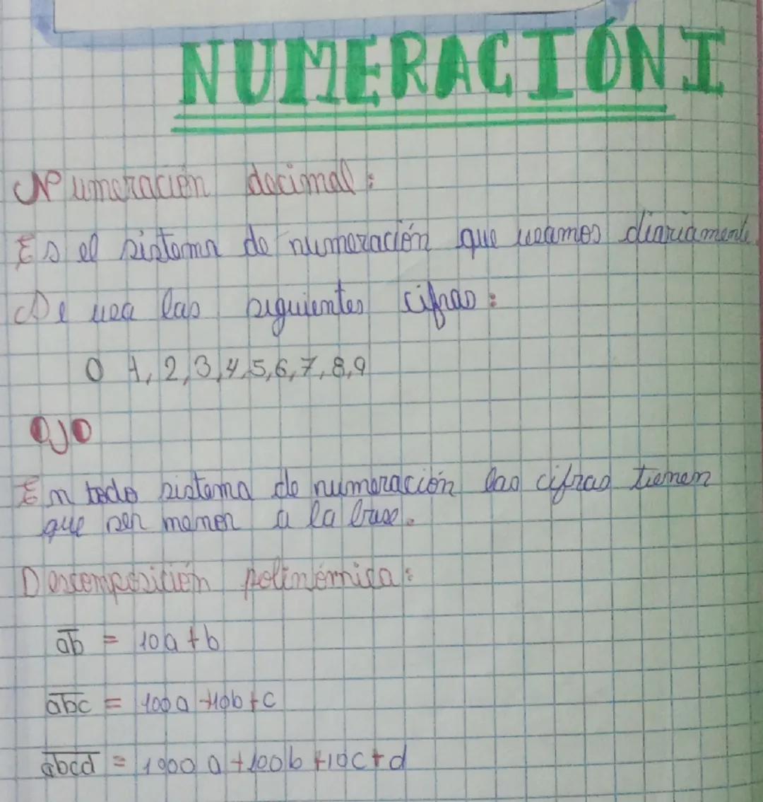 # NUMERACIÓNI

Numeración decimal:

Es el sistema de numeración que veamos diariamente.

De vea las siguientes cifras =

Jo

01,2,3,4,5,6,7,