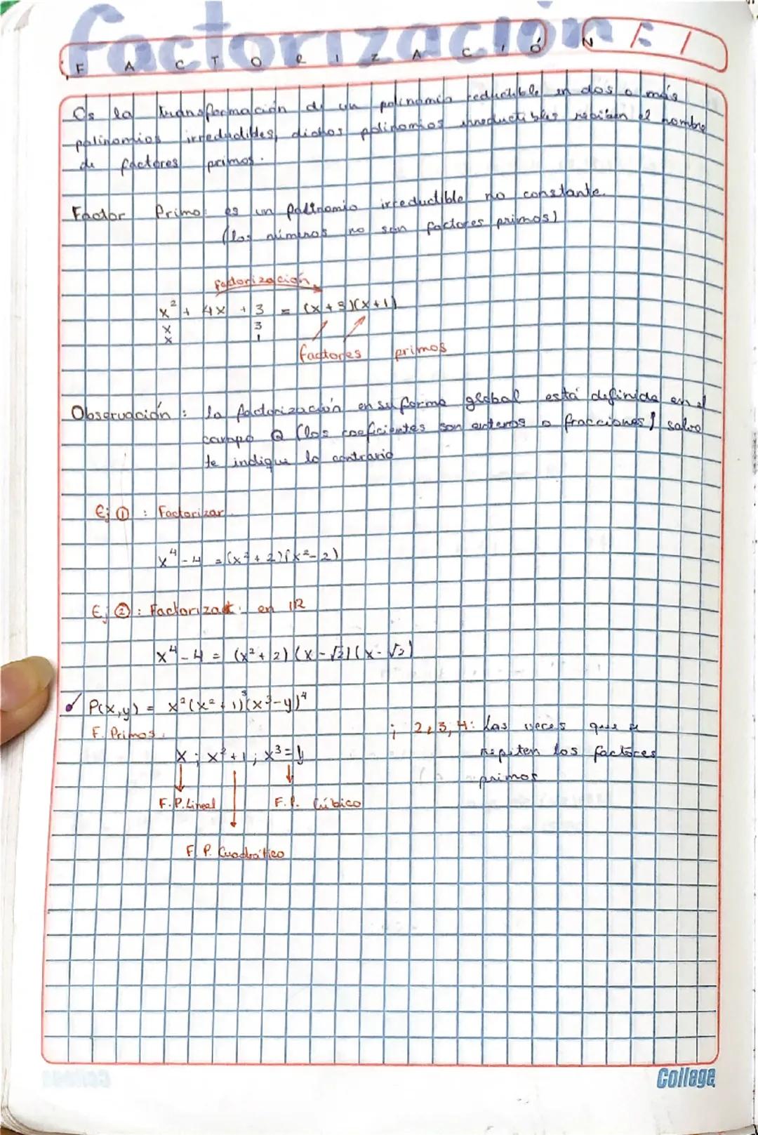 # Factorizacion

Os la transformación de un polinomio reducible en dos o más
polinomios senedudibles diskos plinomios uneductibus rebian el 