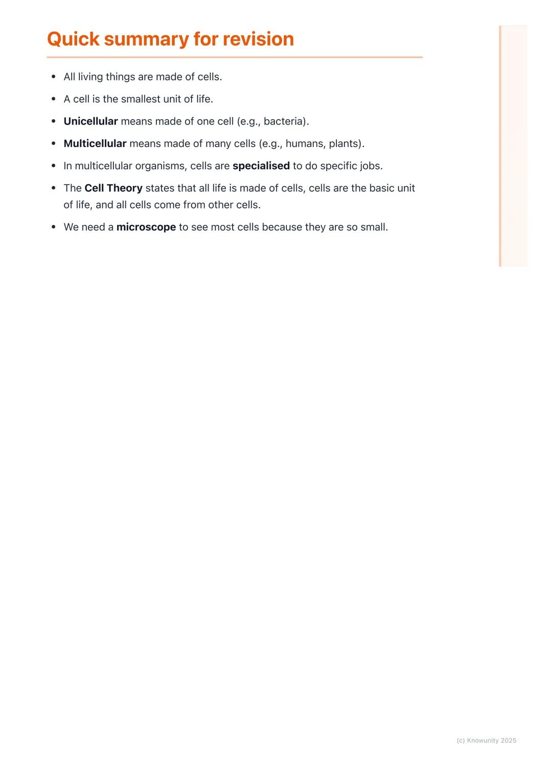 # Introduction to Cells

## An introduction to cells

All living things, from the smallest insect to the largest whale, are made up of
cells