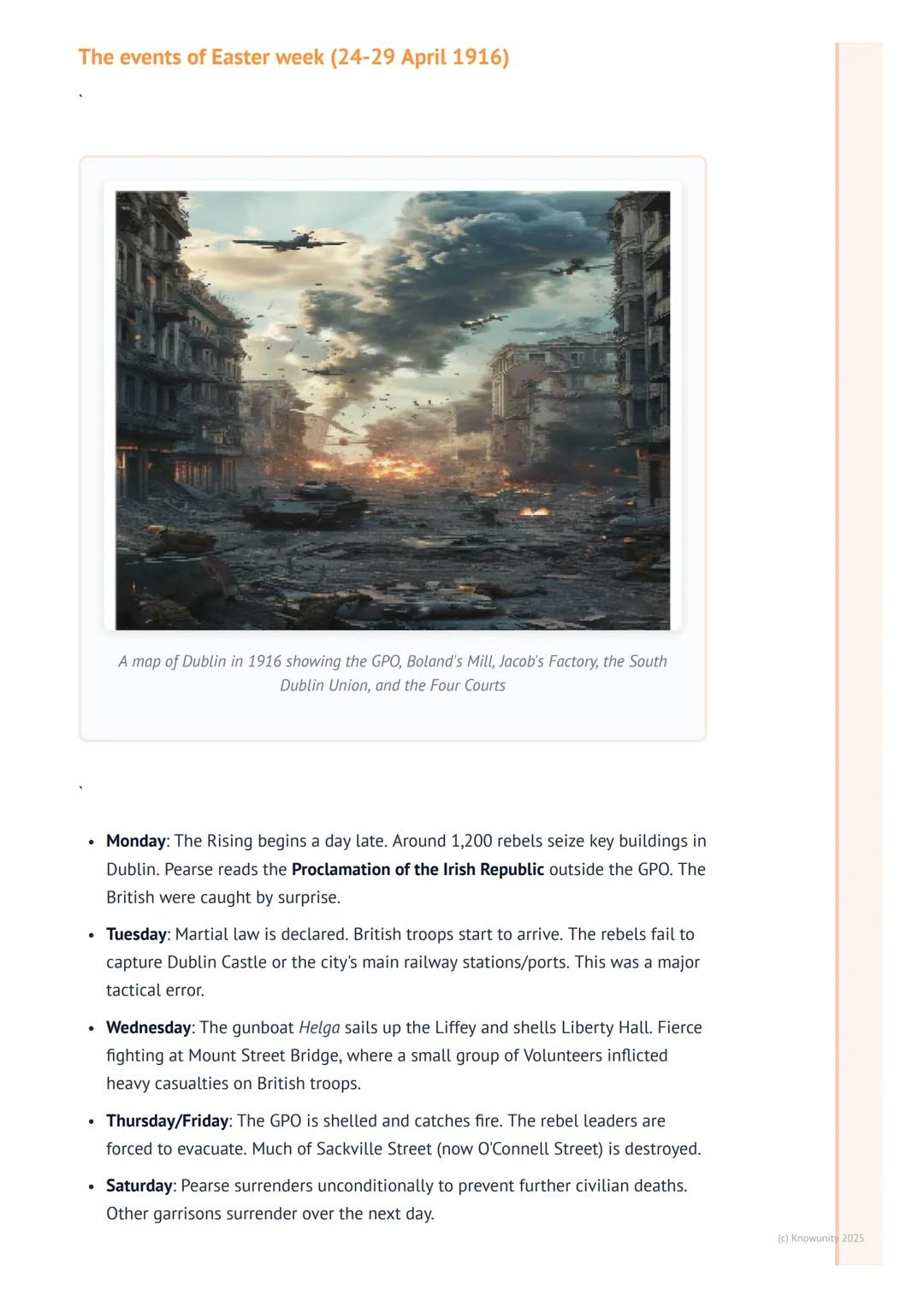 # The 1916 Rising

## Context and overview of the Rising

The 1916 Rising was an armed insurrection in Dublin during Easter Week, aimed at
e