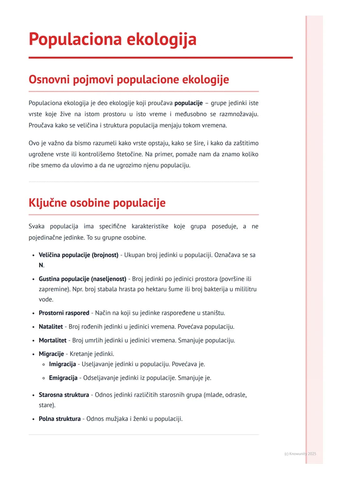 # Populaciona ekologija

## Osnovni pojmovi populacione ekologije

Populaciona ekologija je deo ekologije koji proučava populacije grupe jed