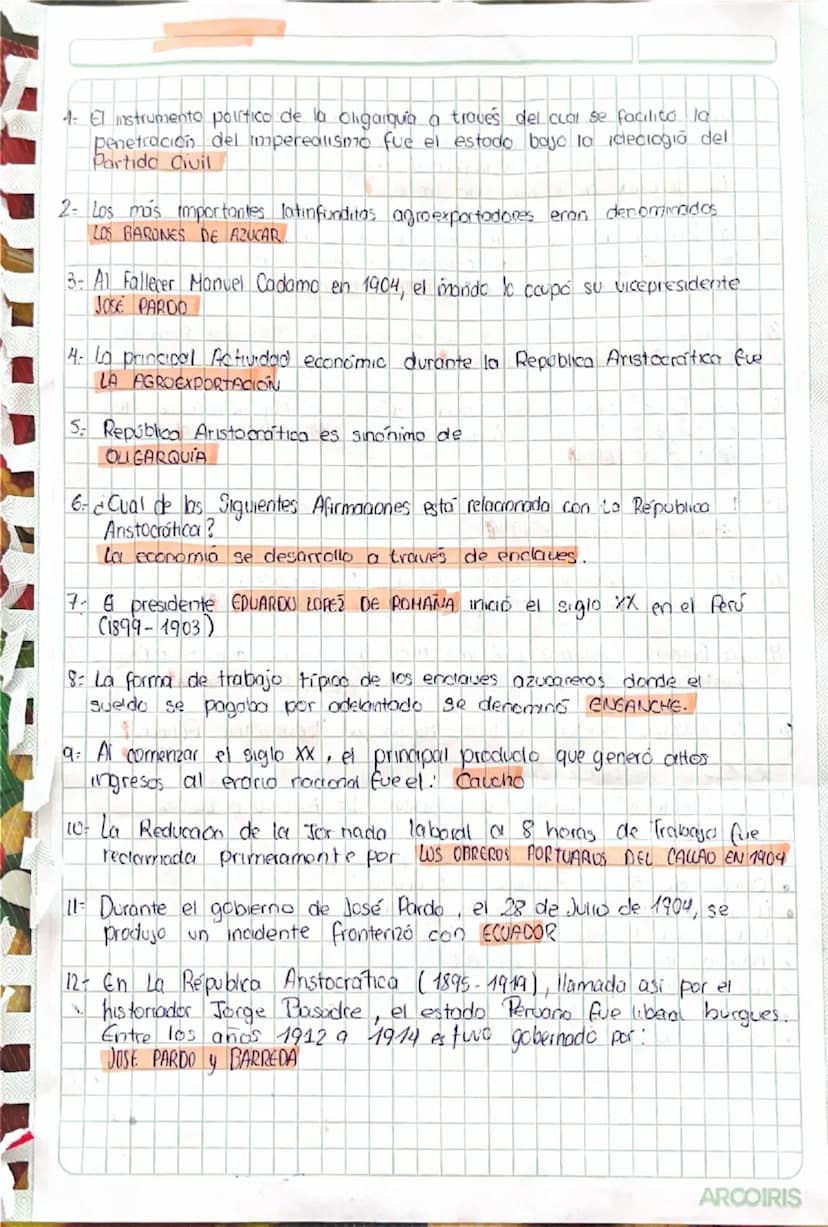 1: El instrumento político de la oligarquia a través del cual se facilito la
penetración del impereauismo fue el estado bajo la idleclogia d