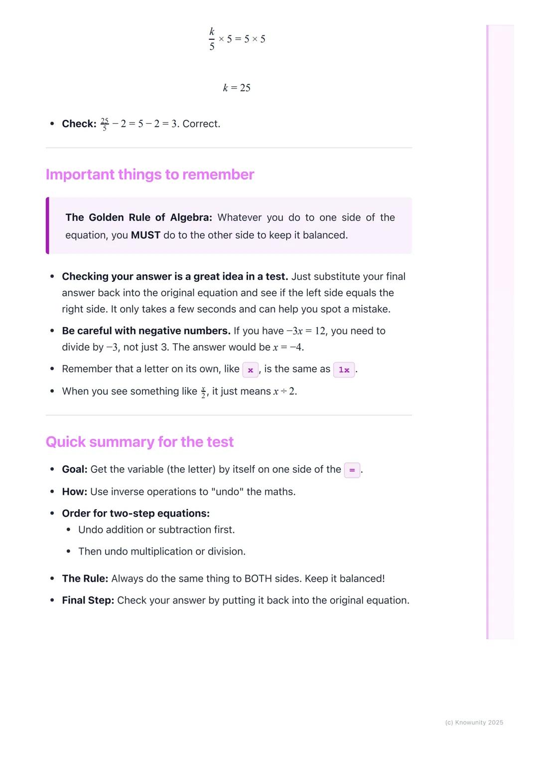 # Solving Equations

## What it's all about

Solving an equation is like being a detective. We have to find the value of a
mystery number, w
