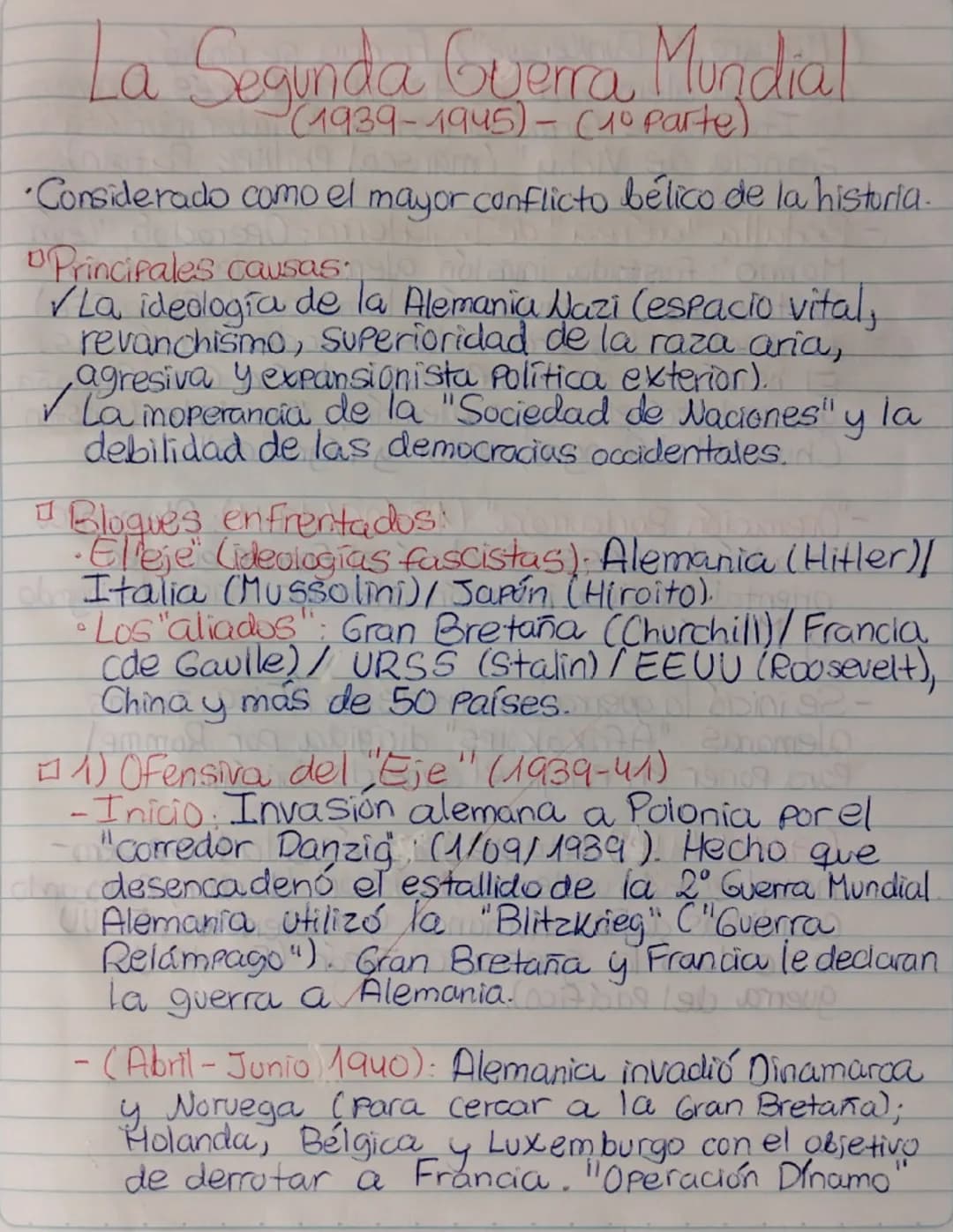 --- OCR Start ---
La Segunda Guerra Mundial
(1939-1945)-(10 parte)
•Considerado como el mayor conflicto bélico de la historia.
Principales c